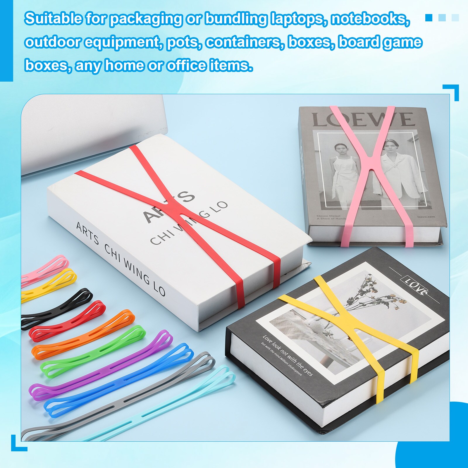 PATIKIL 8 Inch H Silicone Bands 5pcs Elastic Rubber Wrapping Bands ...