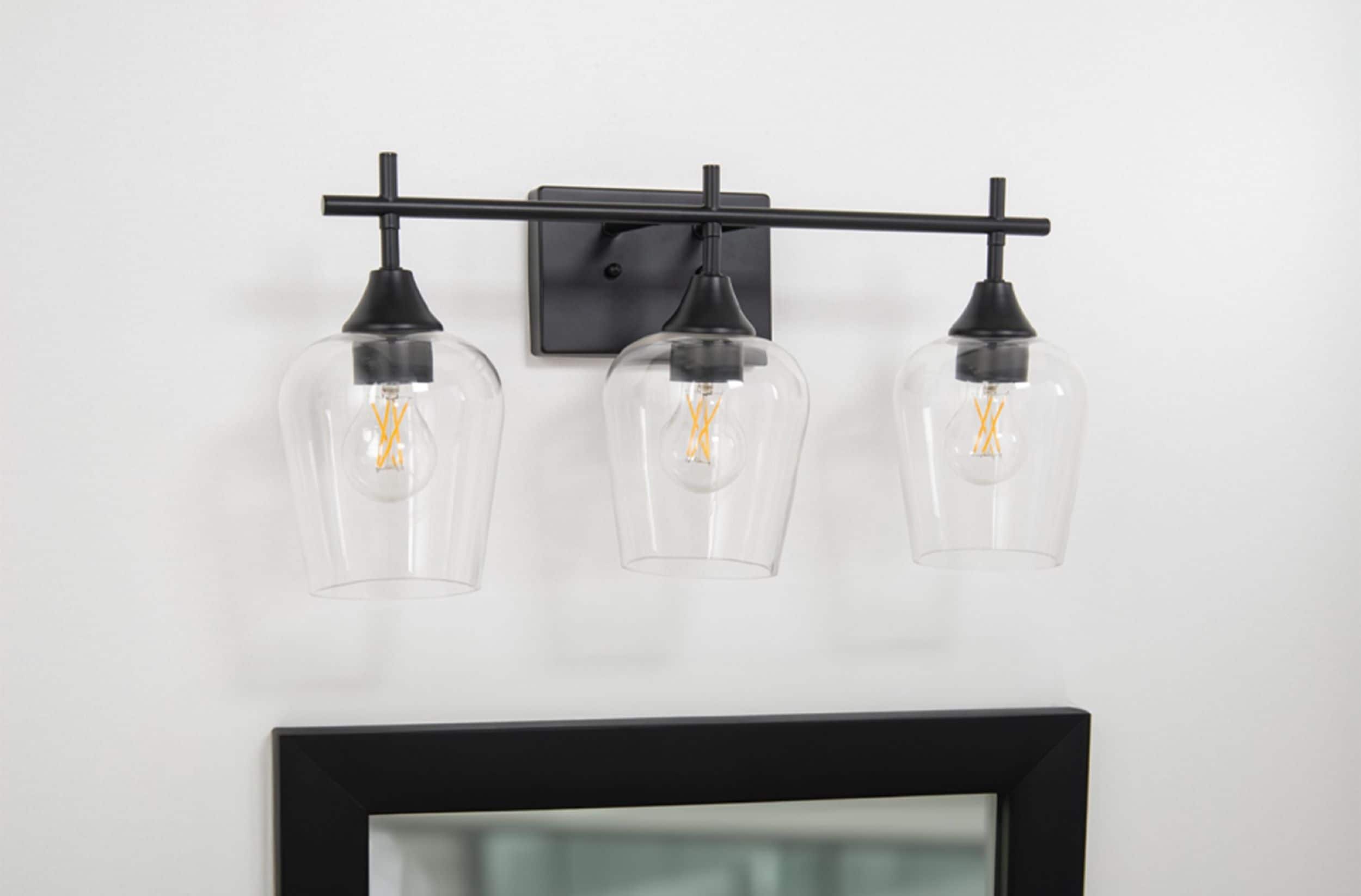allen + roth VB24-3BK Meredith 22.26-in 3 -Light Black Modern/contemporary Vanity light