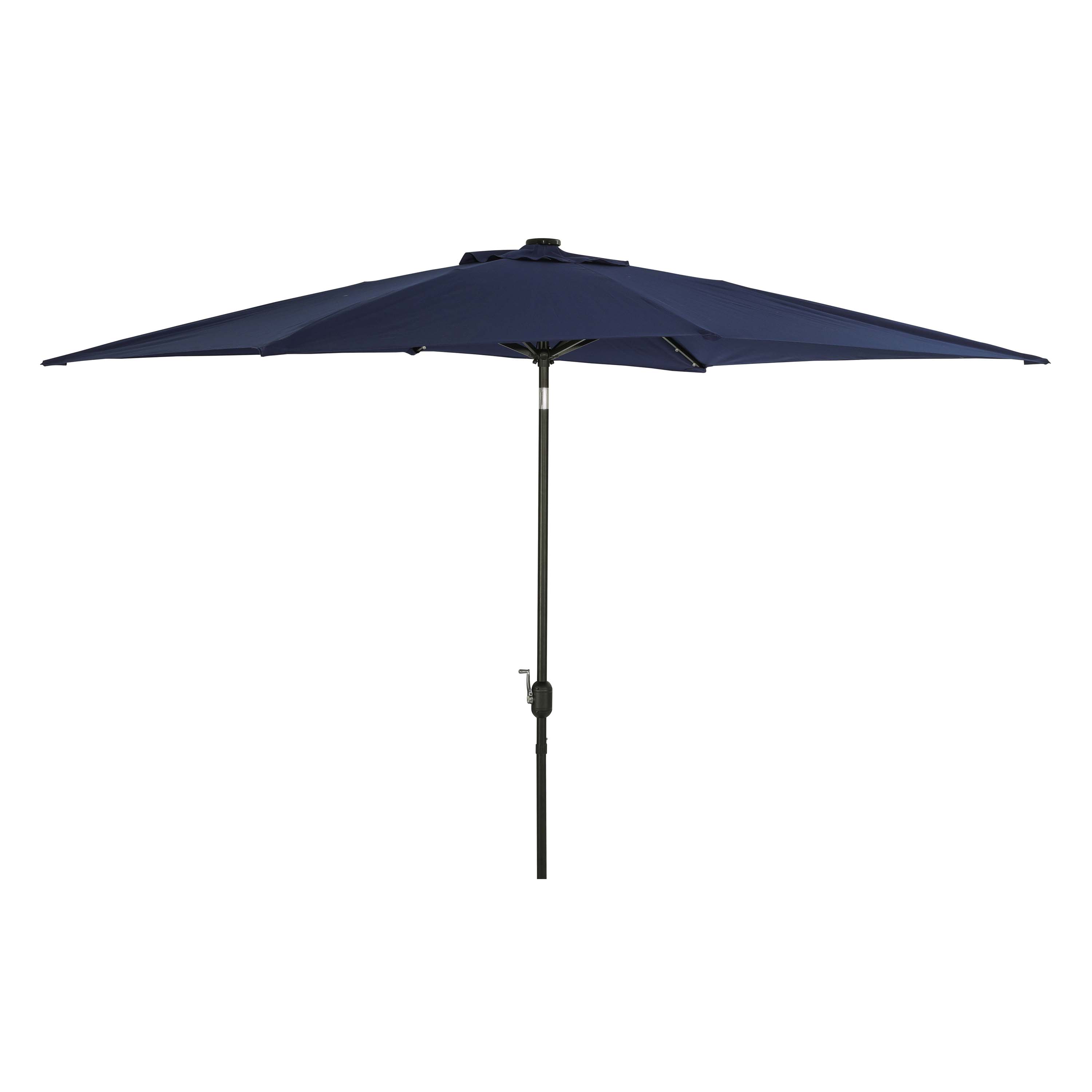 Island Umbrella NU6865 6.5-ft Aluminum Blue Market Patio Umbrella with Lights