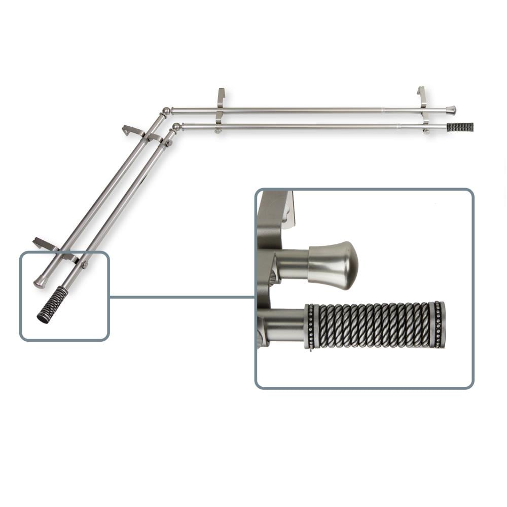 Hart & Harlow L4711-285CR Winnie 13/16-in double 28-in to 48-in Satin nickel Steel Corner curtain rod with Finials