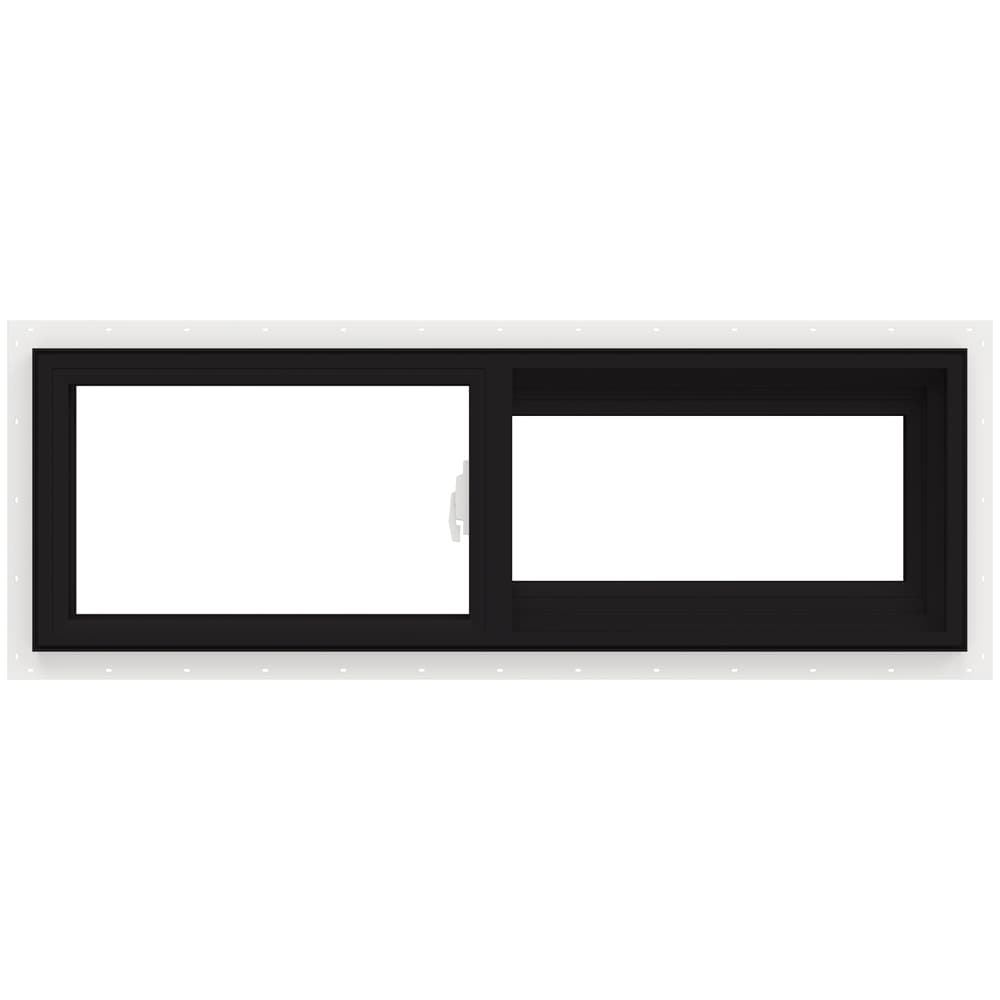 JELD-WEN LOWOLJW232900515 V-2500 35-1/2-in x 11-1/2-in Black Exterior White Interior Right-Handed Vinyl Sliding Window Annealed Glass (Full Screen Included)