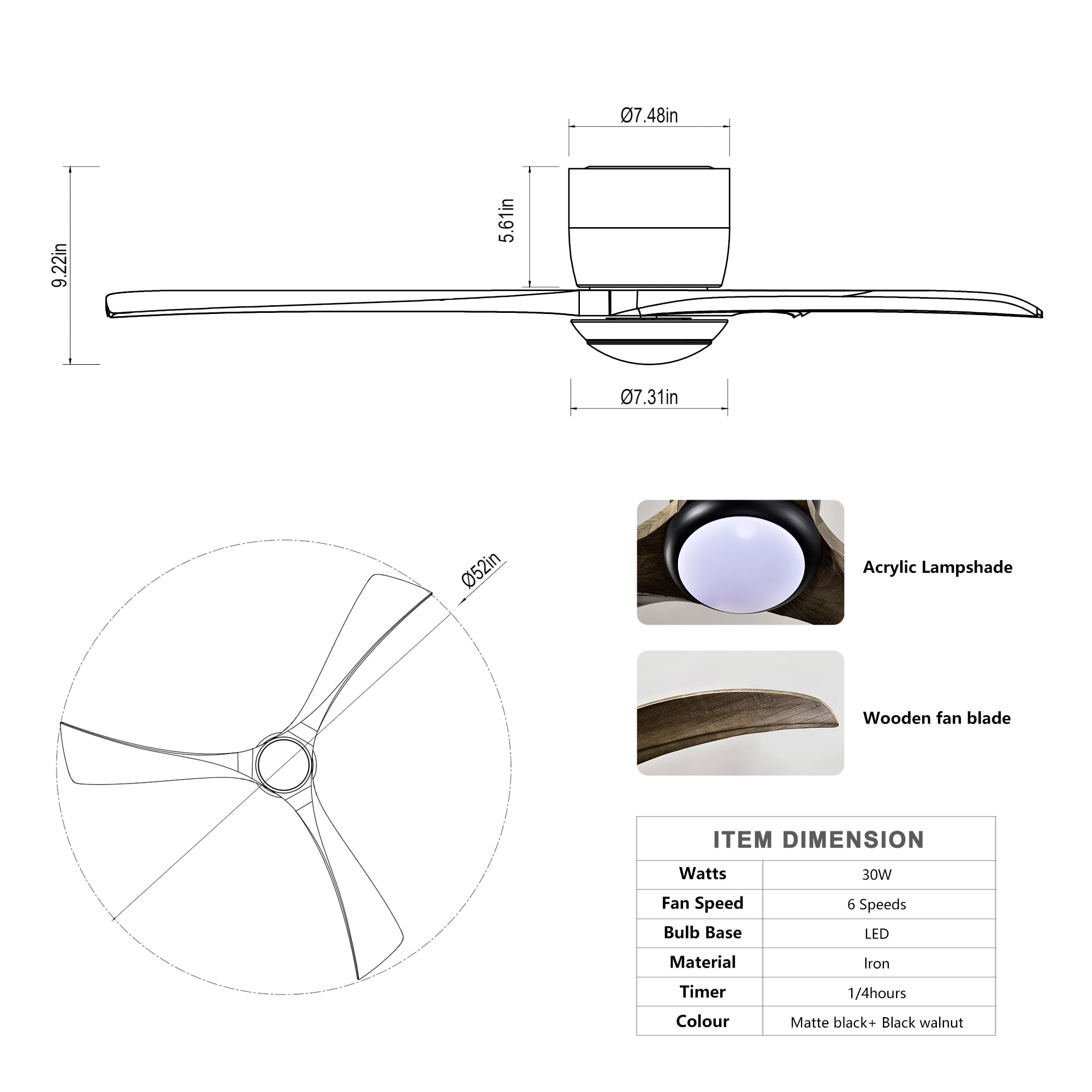 WELLFOR GYH44-1084-4WH Ceiling-Fans - View #8