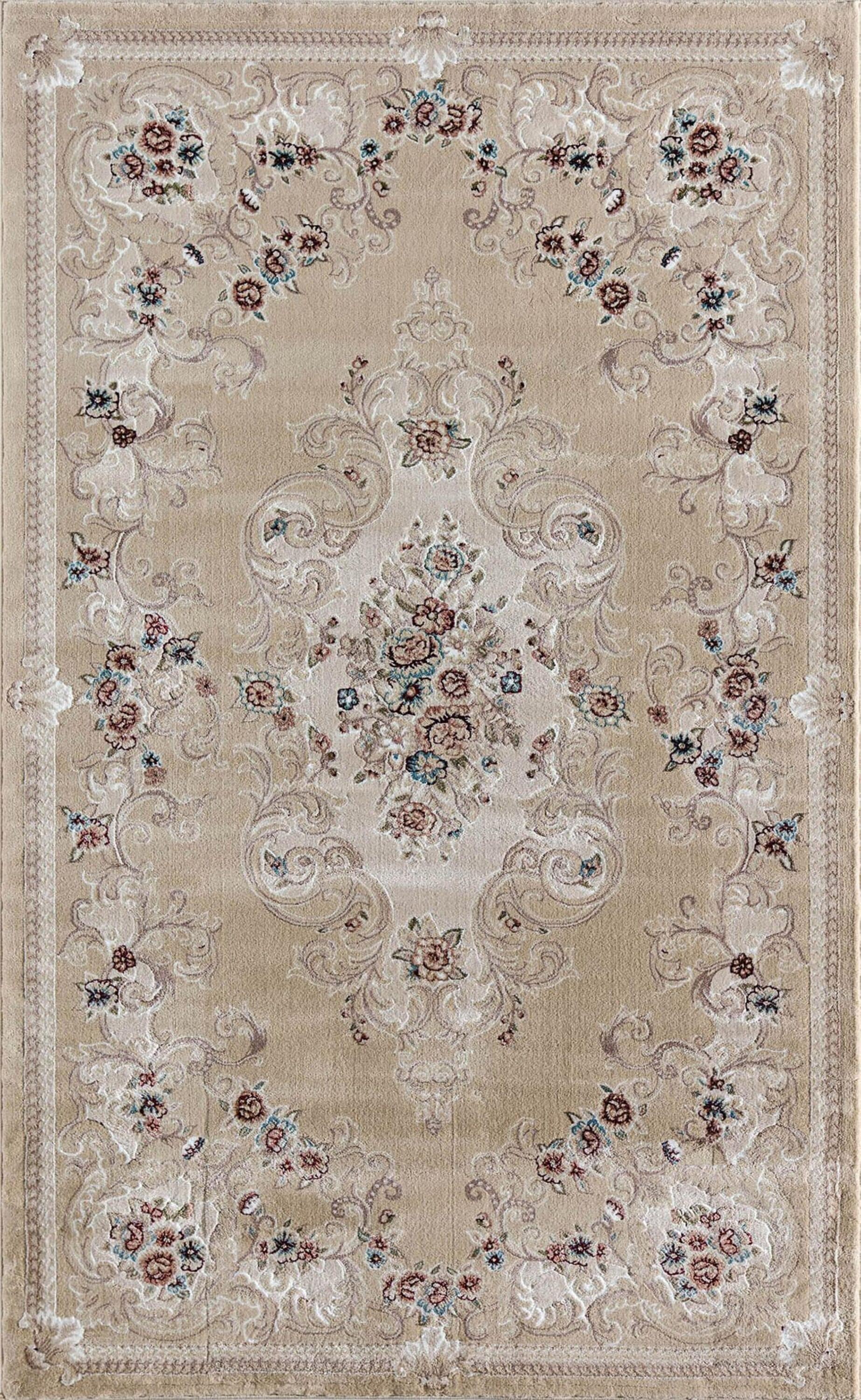 Reversible Round Blue Synthetic 60" Stain-Resistant Area Rug