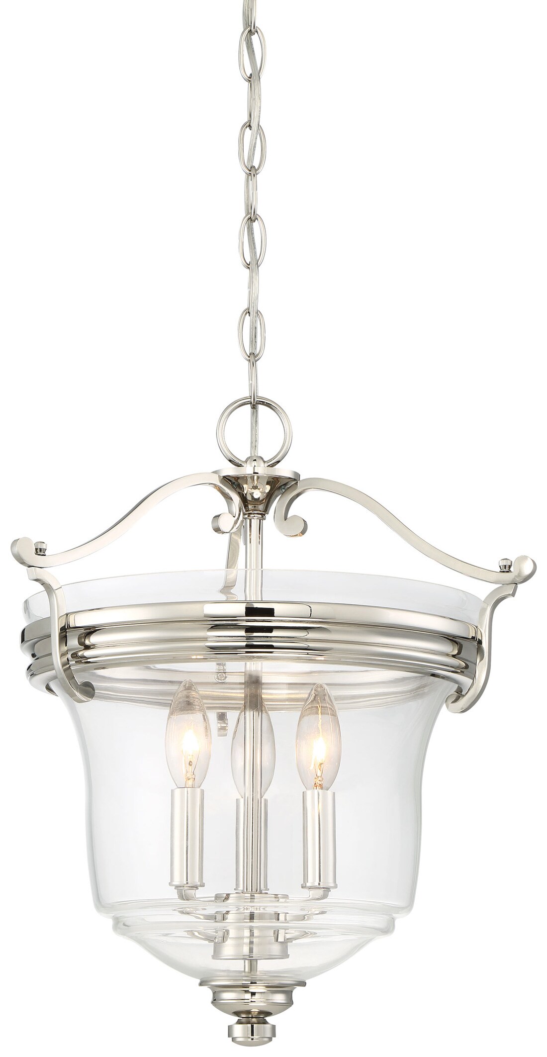 Audrey's Point Polished Nickel 3-Light Transitional Chandelier