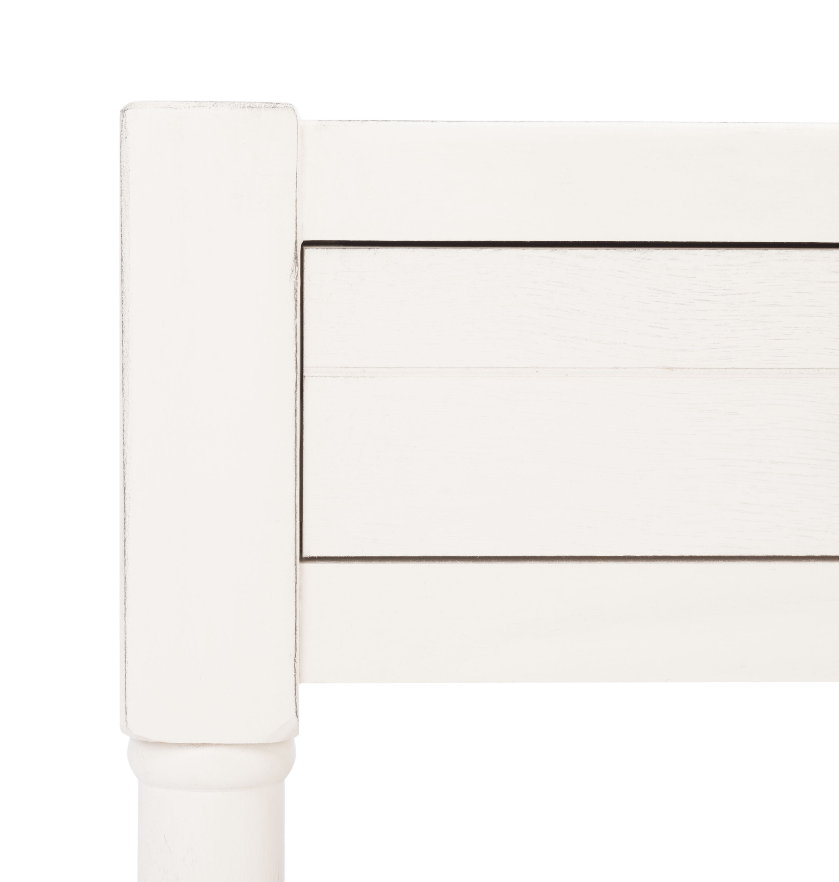 Distressed White Rectangular Wood Coffee Table with Storage