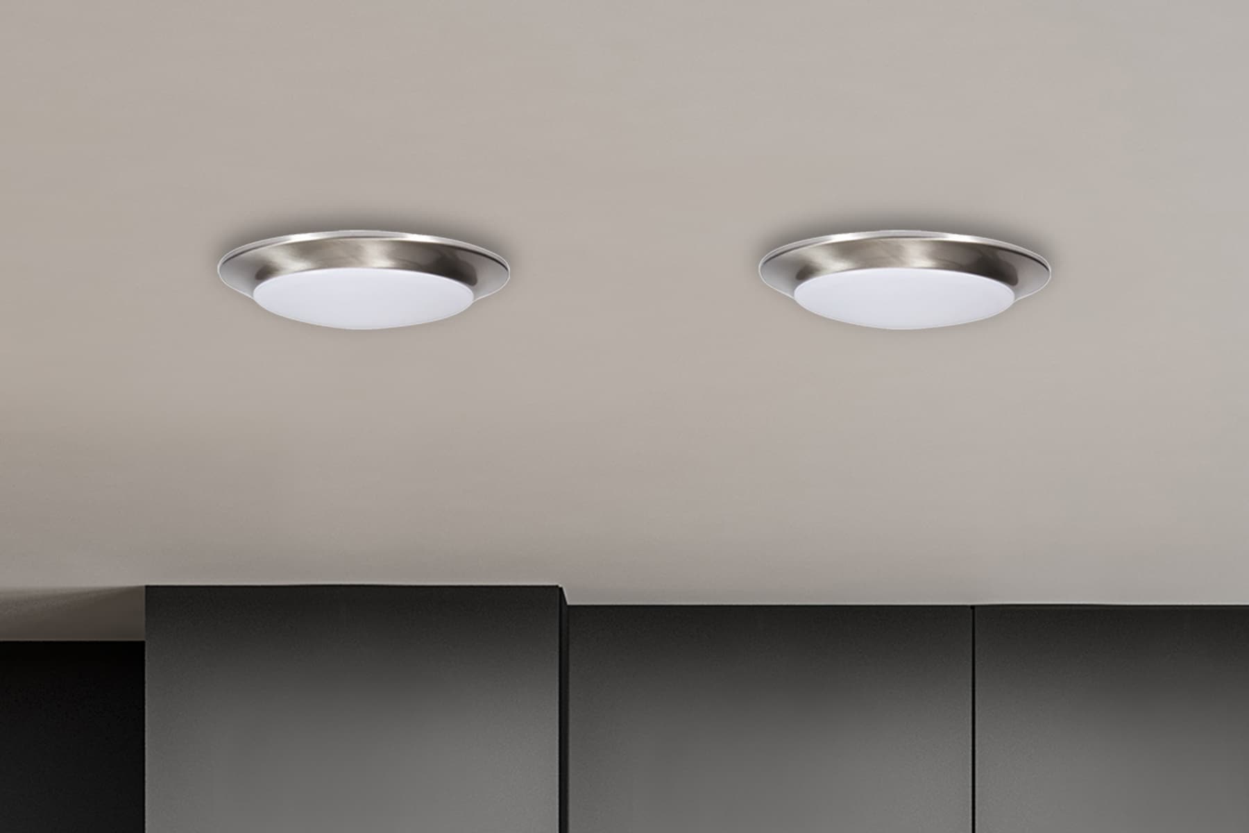 Project Source 1 Light 7 4 In Brushed Nickel Led Flush Mount 2 Pack The Lighting Department At Lowes Com