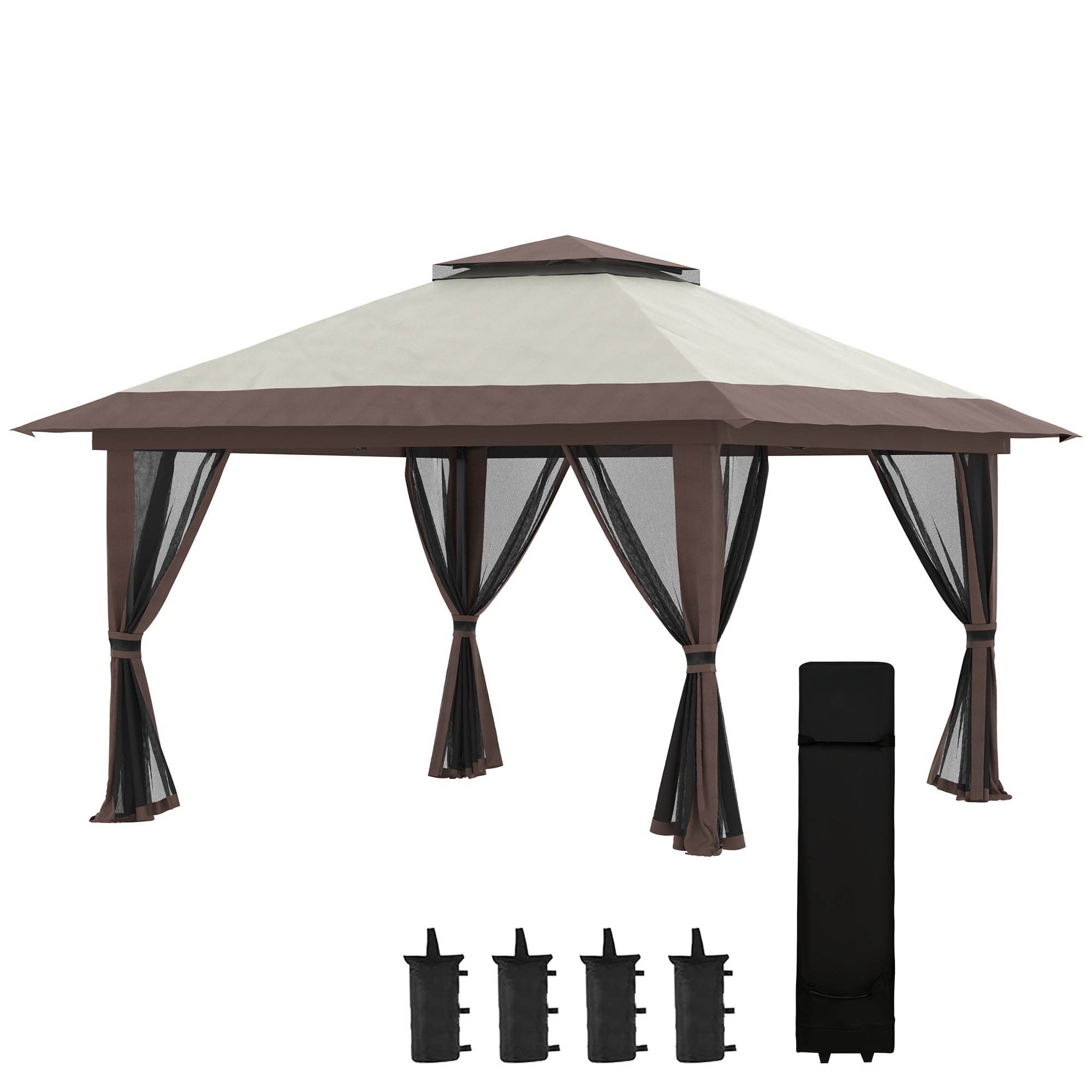 Kahomvis AOS-QP109-280 13-ft x 13-ft Beige Square Pop-up Soft top Roof