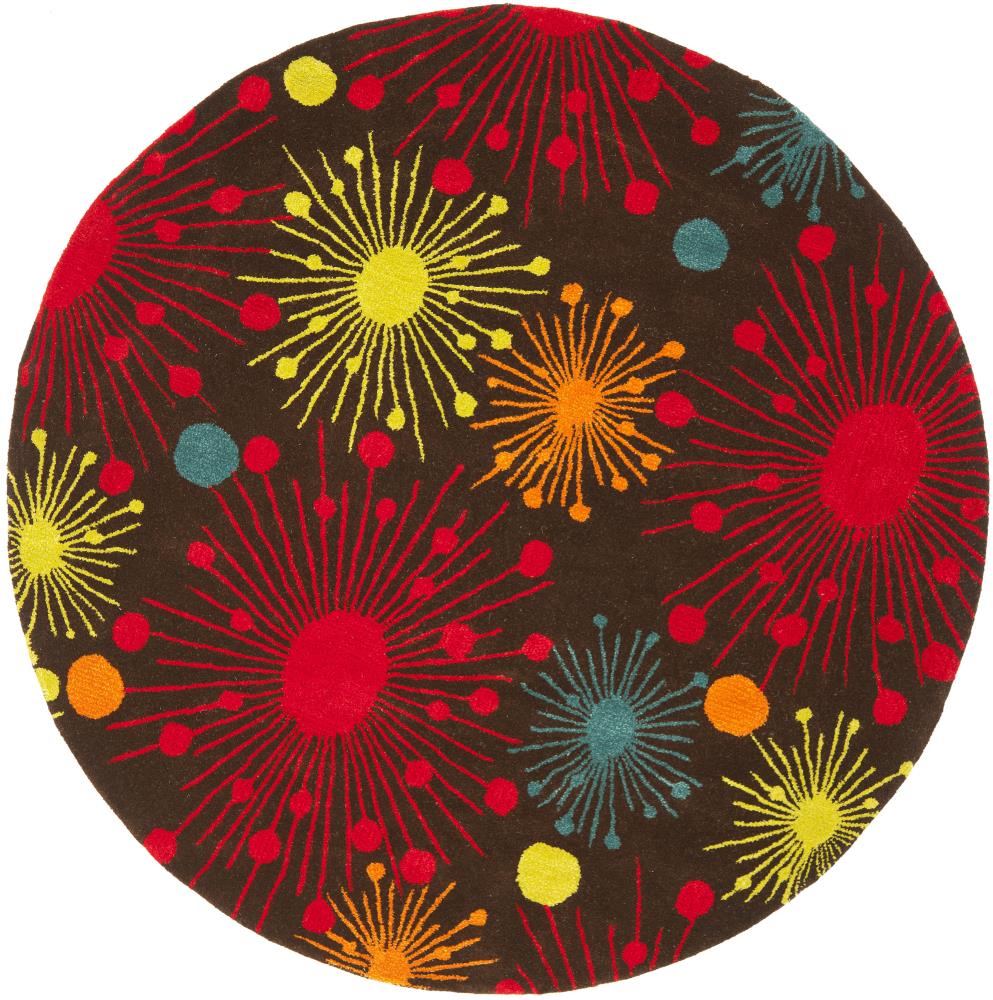 Safavieh SOH747B-6R Soho Mote 6 x 6 (ft) Tufted Wool Brown/Multi Round Indoor Abstract Area rug