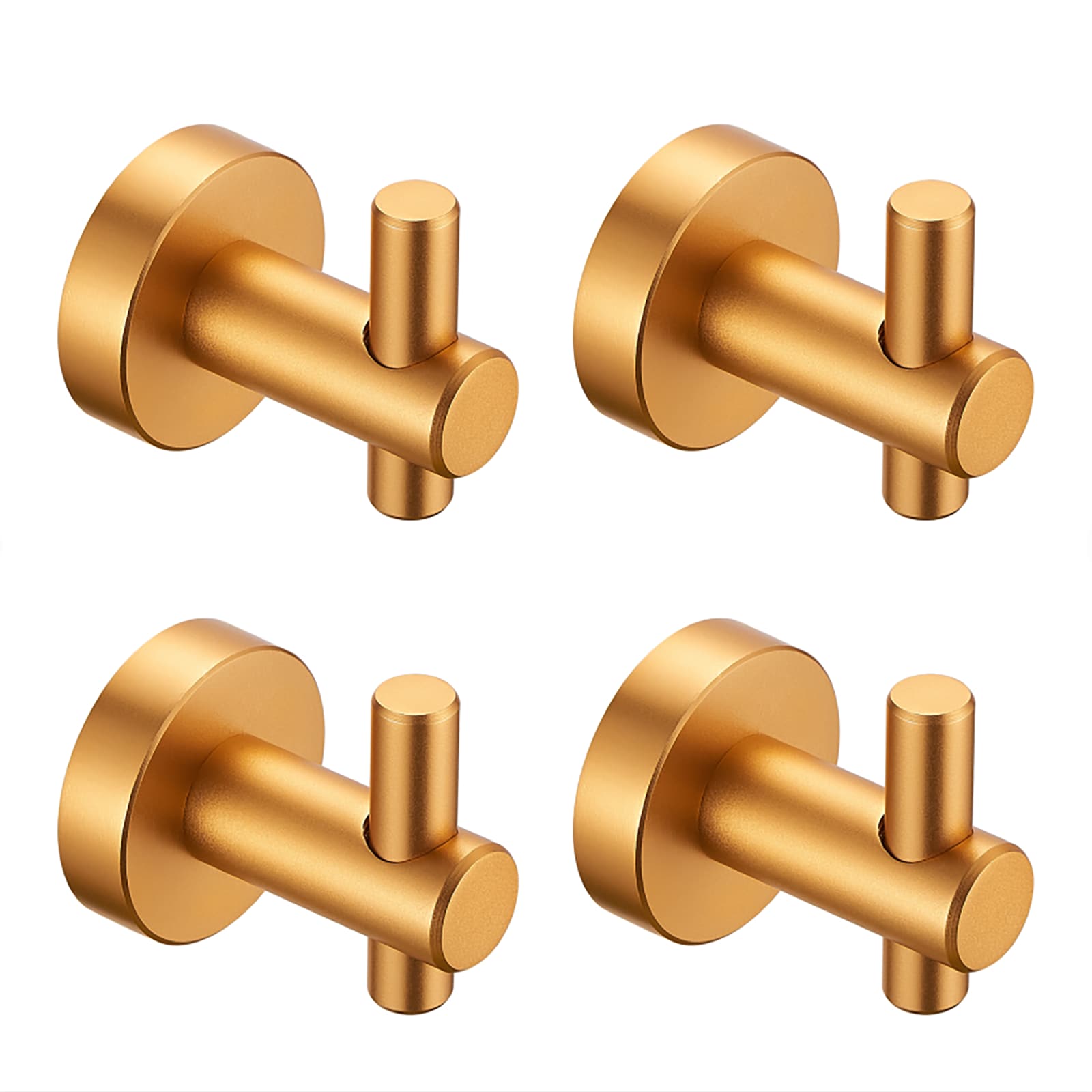 Clihome TWSHA991-6ORB 4 -Piece Round Base Wall Hanging Hook with Screws- Brushed Gold Hook Gold Decorative Bathroom Hardware Set Included