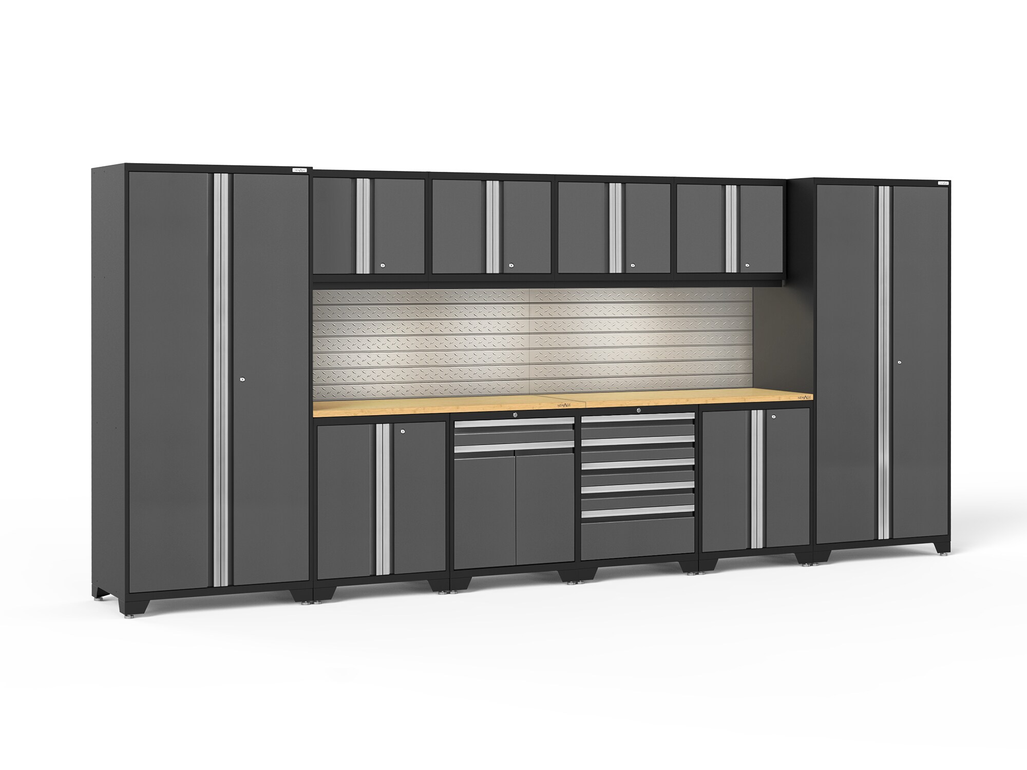 NewAge Products 58510 184-in W x 84.75-in H x 24-in D 10 -Cabinets Steel Charcoal Gray Garage Storage System