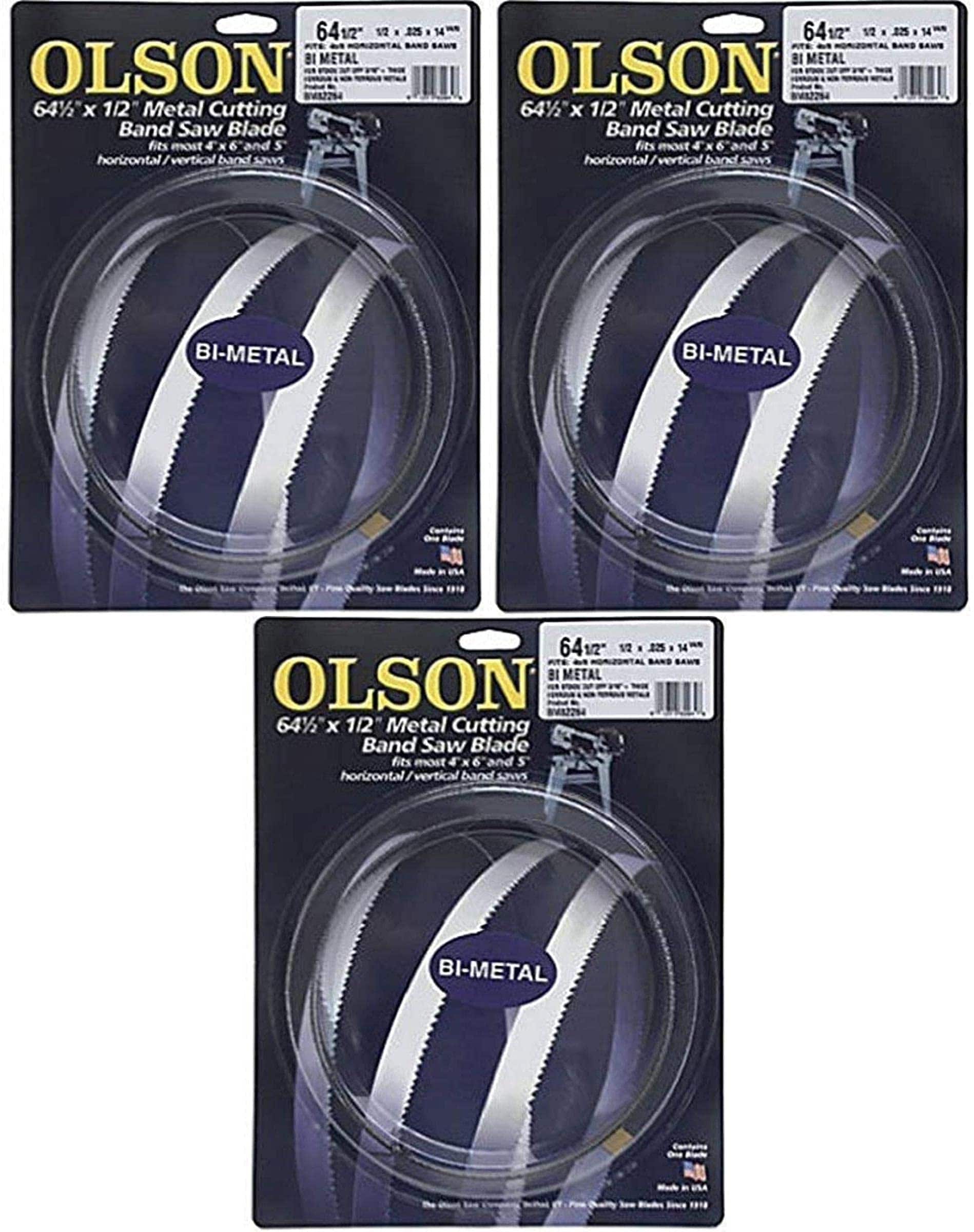 Olson Saw Olson Saw BM82264BL BI-Metal Band Saw Blade 1/2 by .025-Inch 14/18 VARI 64-1/2-Inch Pack of 3