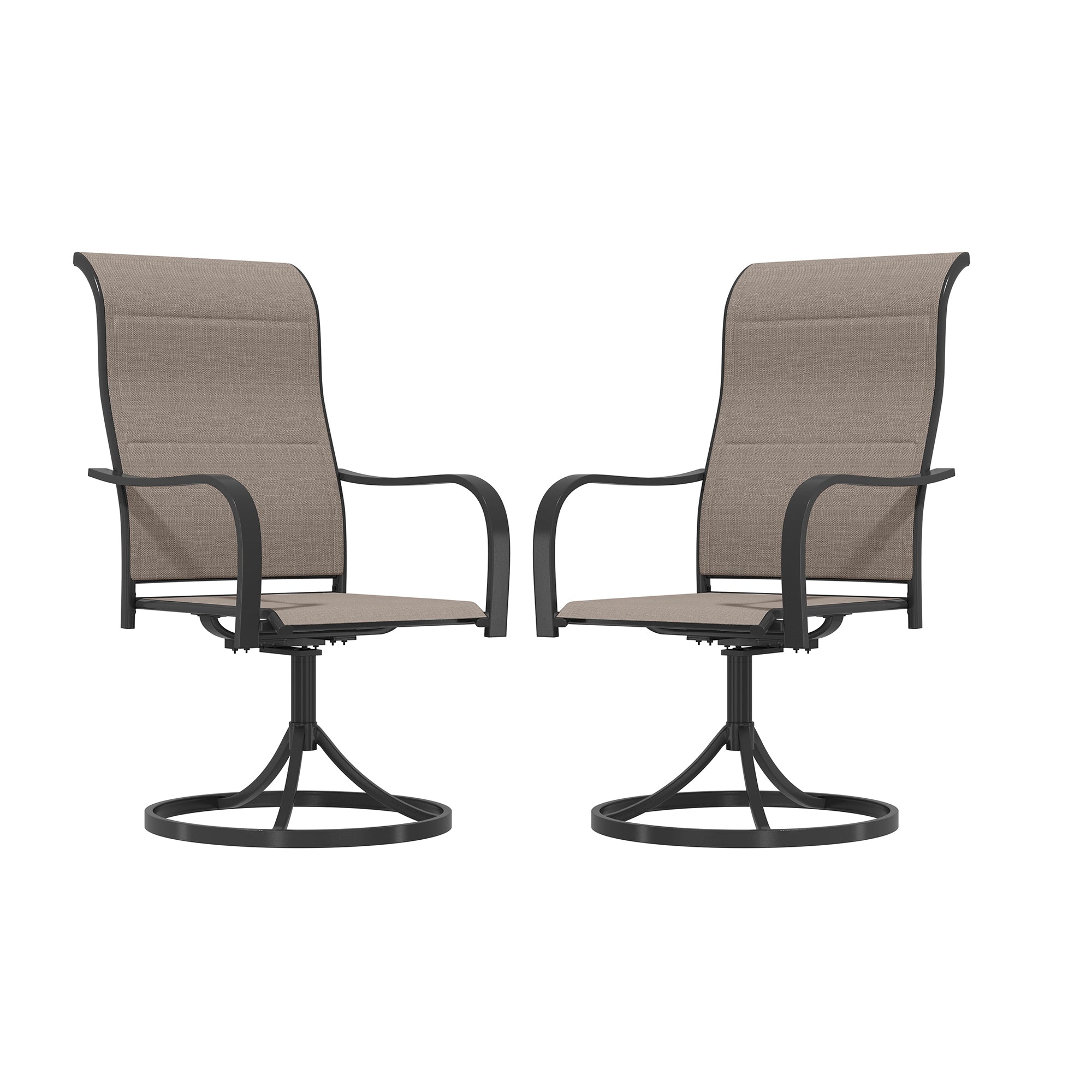 Boyel Living BL-7SL4ZY1STBL Black 5-Piece Metal Outdoor Patio Dining Set with Square Table with 1.9 in. Umbrella Hole and Swivel Chairs