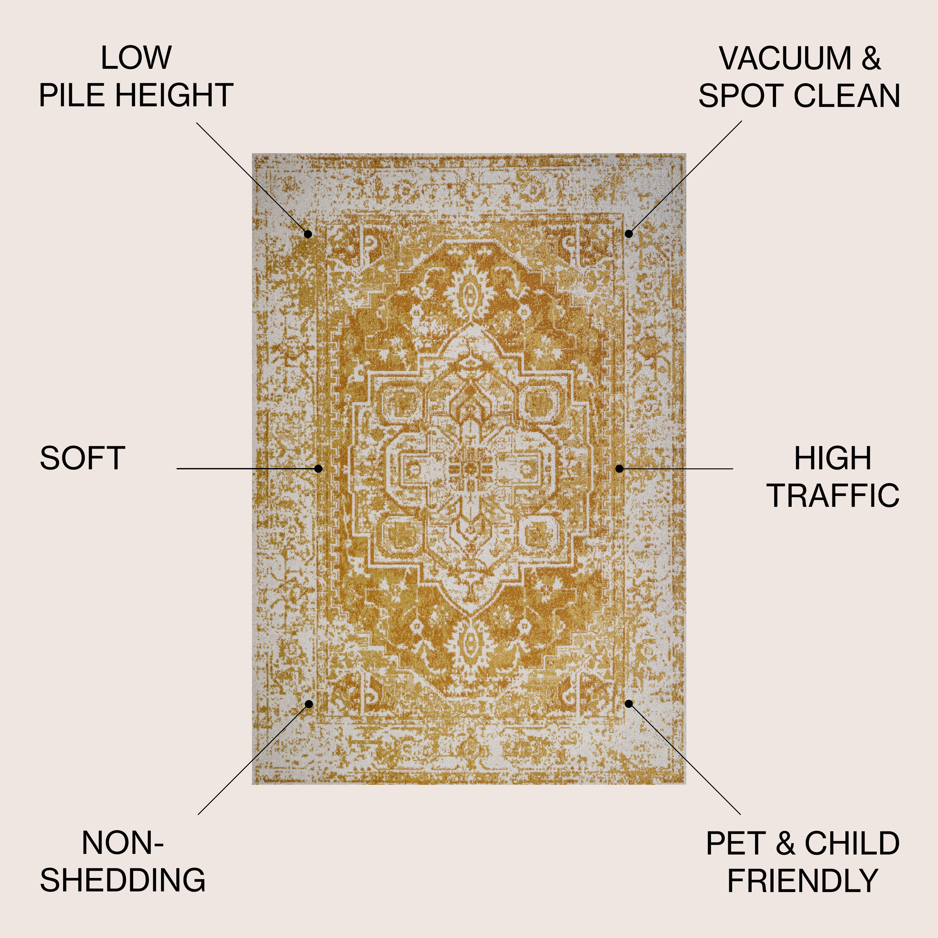Audrey Ivory and Orange Medallion Bohemian Area Rug