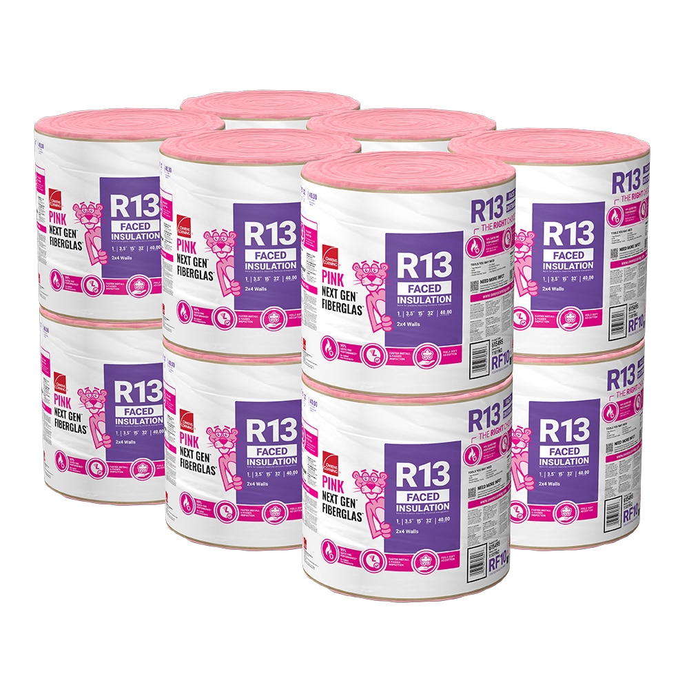 Owens Corning R- 13 Single Faced Fiberglass Roll Insulation 40-sq ft (15-in  W x 32-ft L) Individual Pack in the Roll Insulation department at