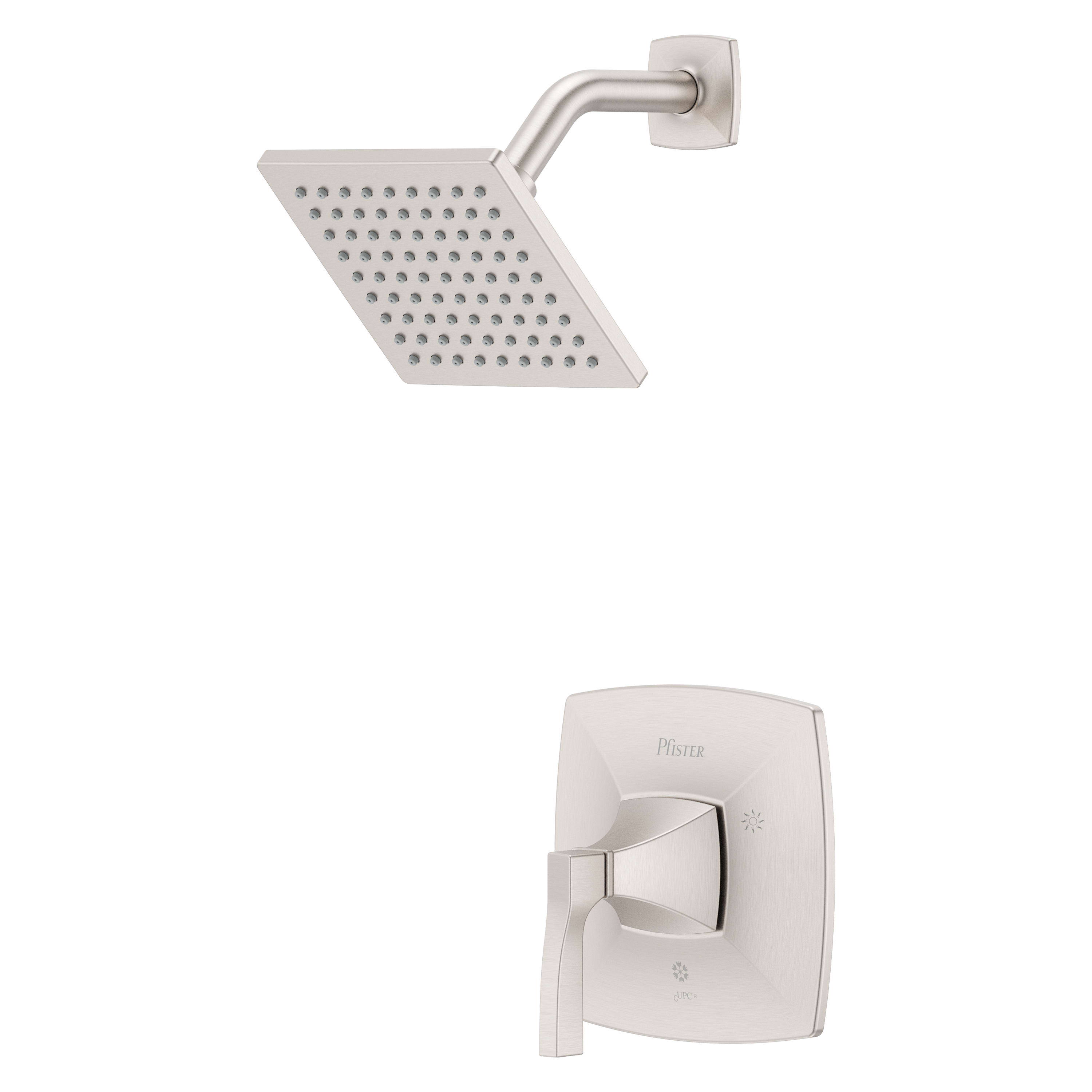 Pfister - Holliston Spot Defense Brushed Nickel 1-handle Single function 6-in Square Shower Fauce...