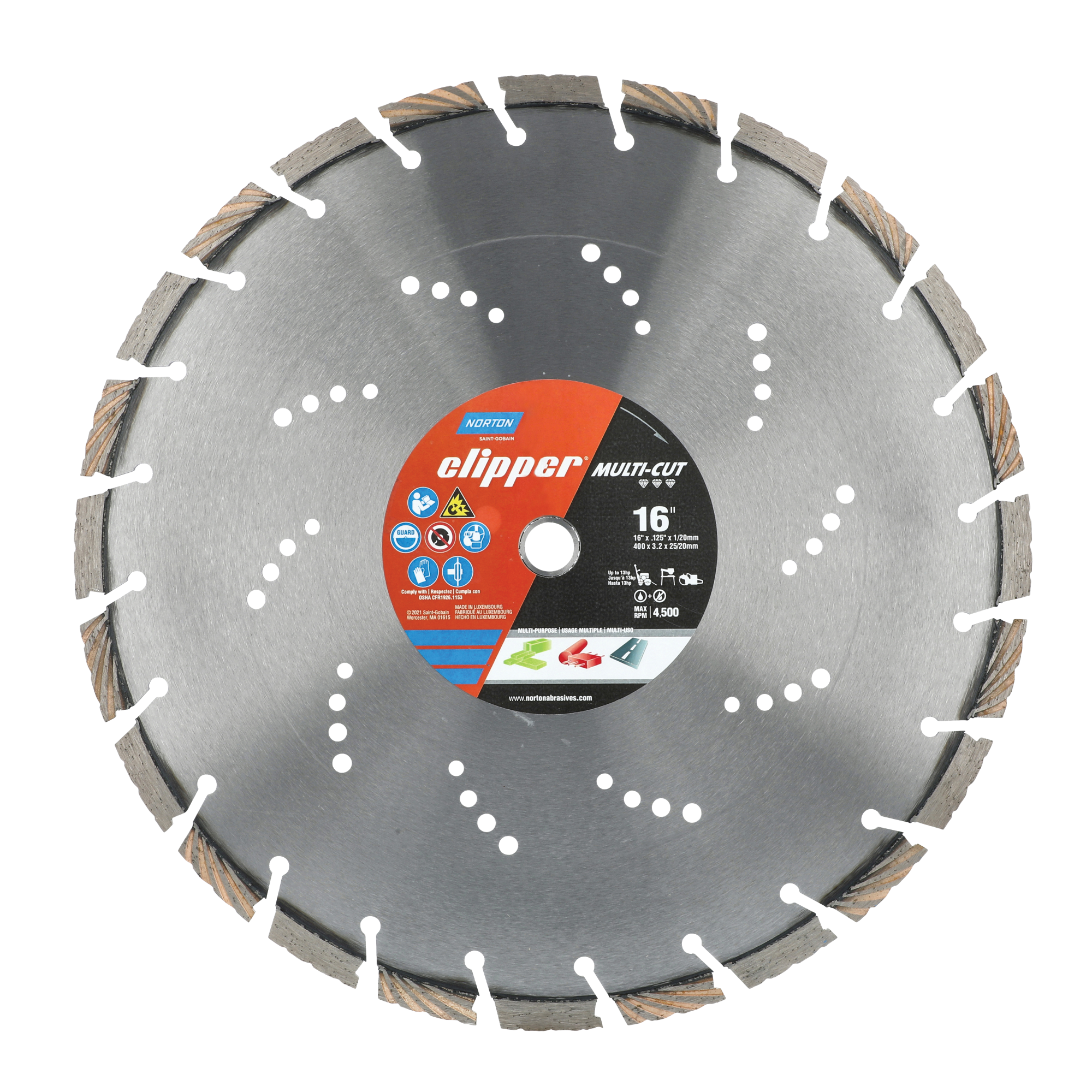 Norton Abrasives 70184631788 Norton Clipper 16-in Wet/Dry Segmented Rim Diamond Saw Blade