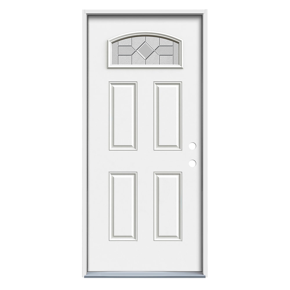 RELIABILT ABS612249 Caldwell 36-in x 80-in x 4-9/16-in Steel 1/4 lite Left-hand inswing Primed Prehung Front Door Insulating core