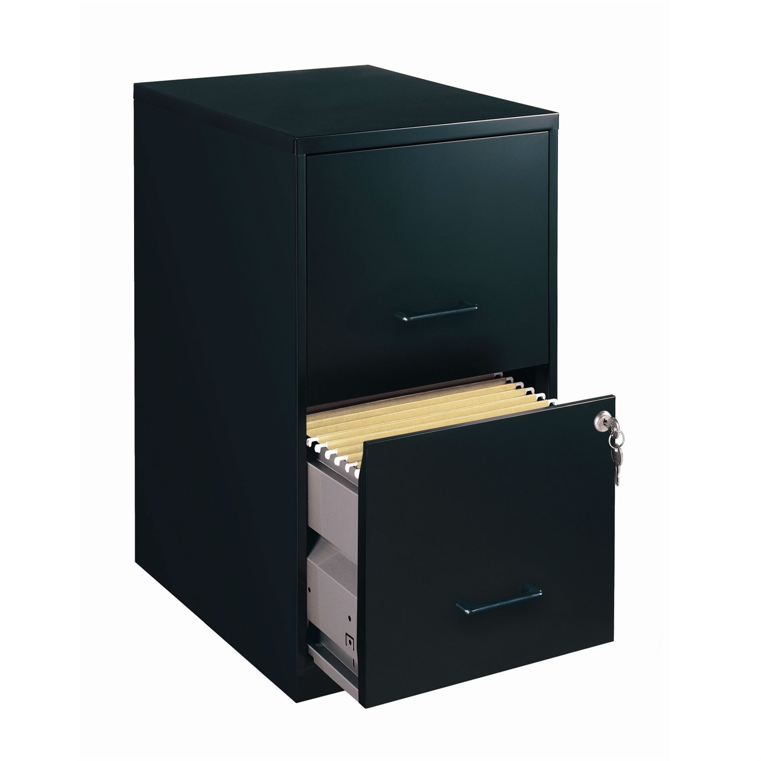 Locking Steel Vertical File Storage (Putty/Black) 2 Drawer 14.25 in File Cabinet for Office Storage