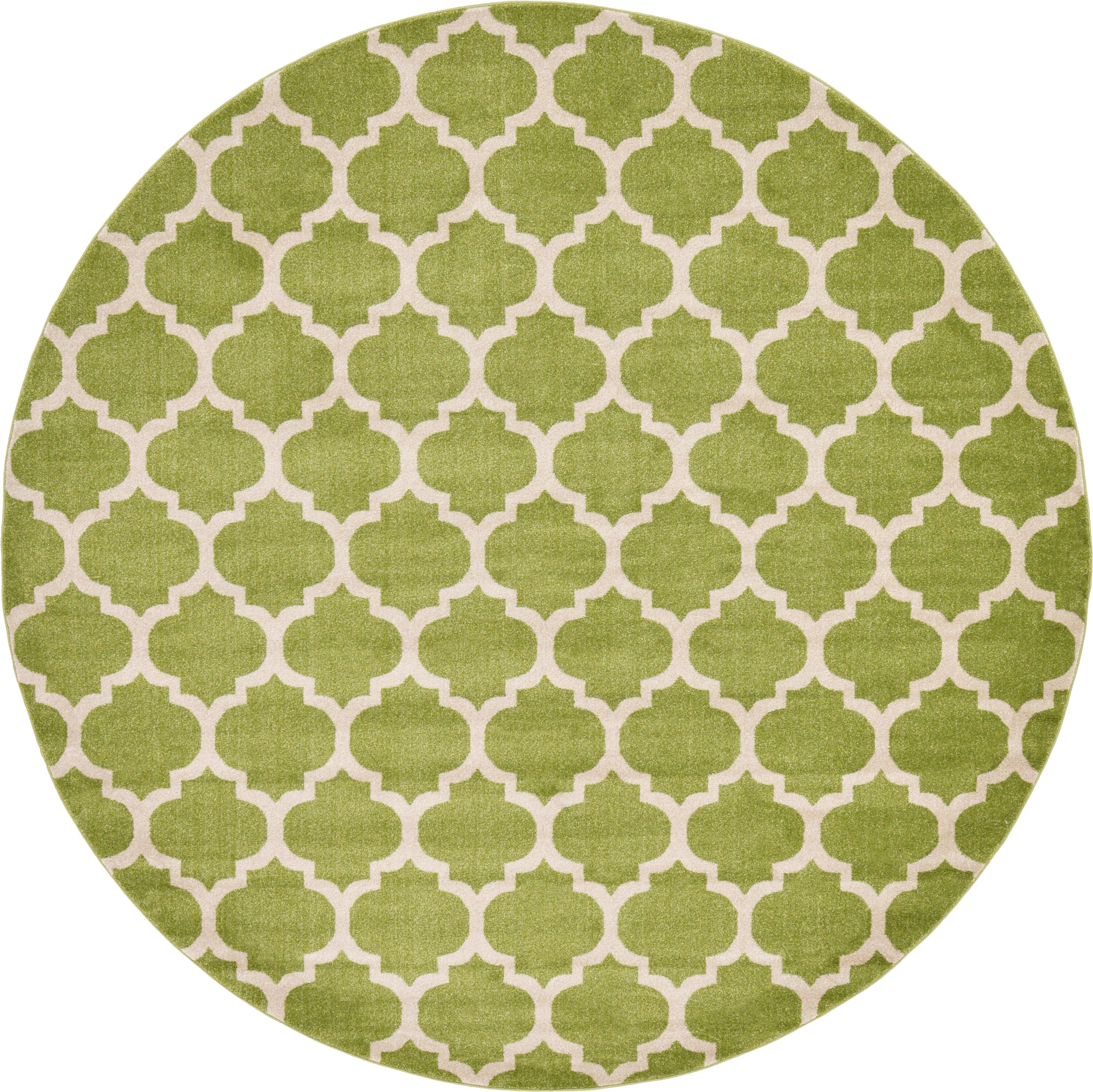 Unique Loom 3128684 Philadelphia Trellis 10 x 10 (ft) Loomed Polypropylene Green/Beige Round Indoor Geometric Industrial Area rug