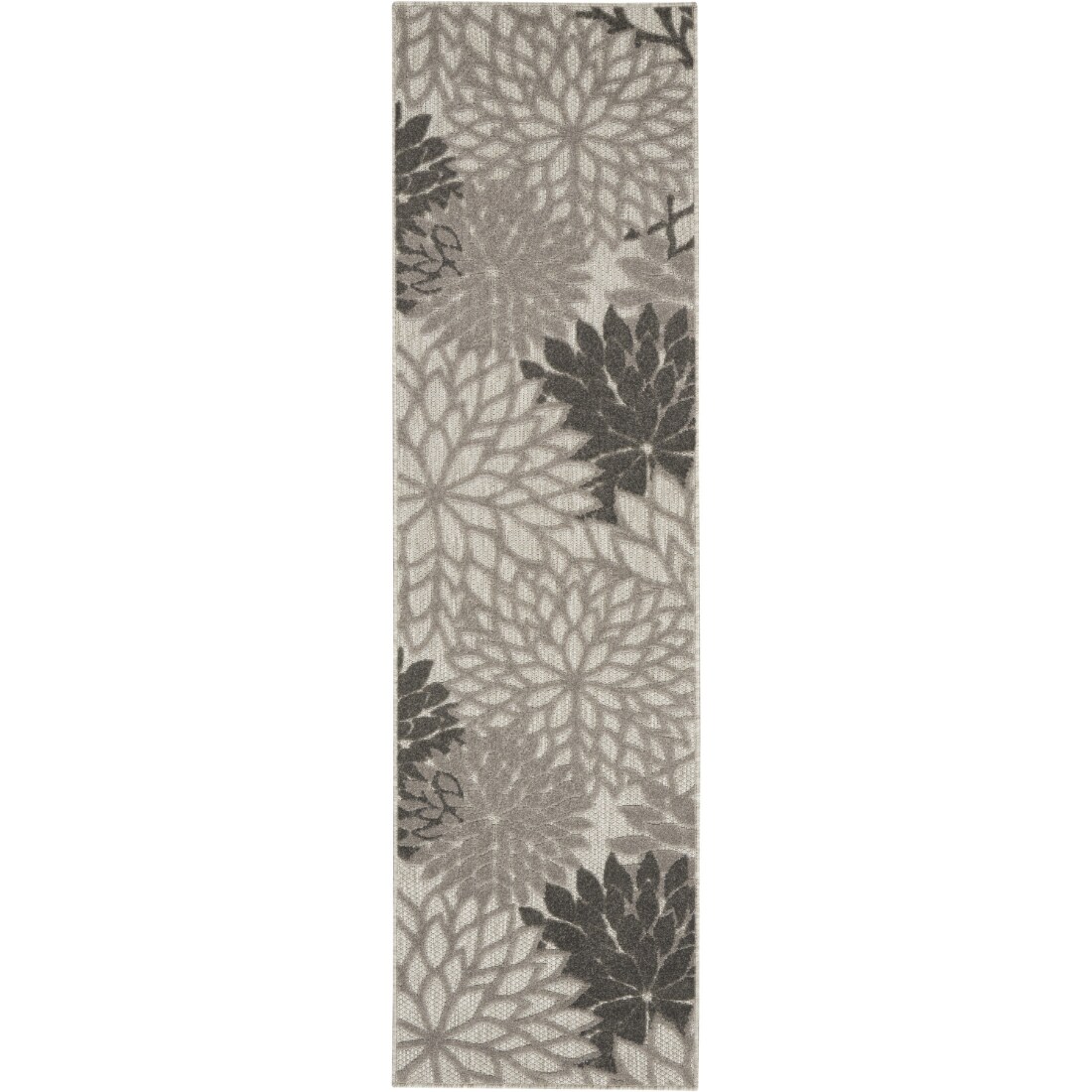 HomeRoots 4000384686 2 x 6 (ft) Polypropylene Silver Grey Rectangular Indoor/Outdoor Floral Runner rug