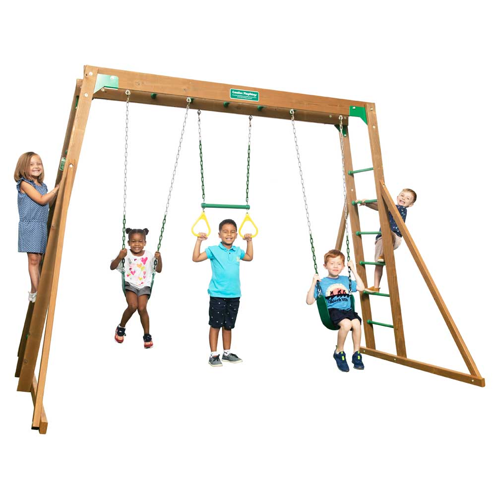 Creative Playthings Top Ladder Swing Set Residential Wood Playset in the Wood Playsets Swing Sets department at Lowes