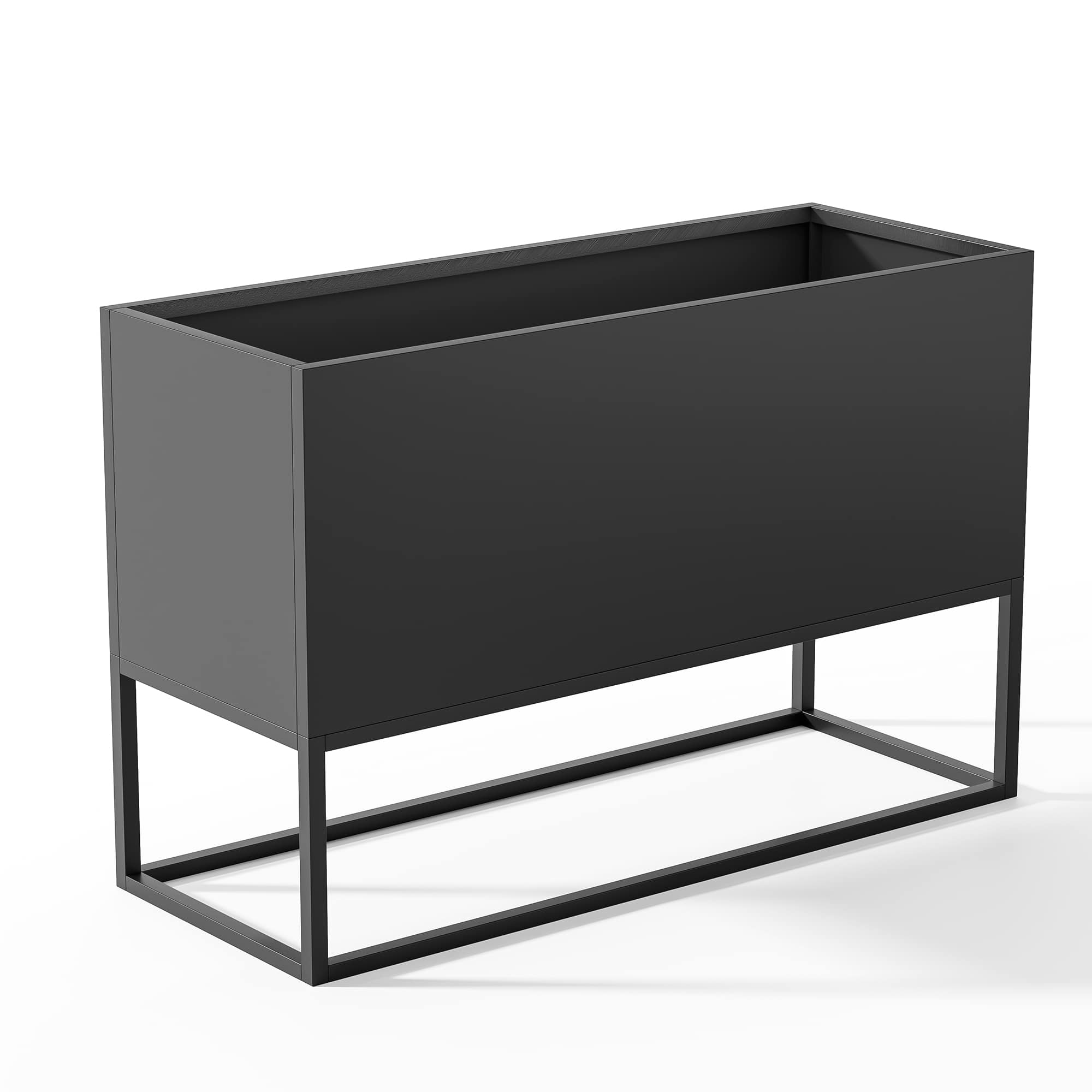 Aveyas LW0406-SYJHP-7 47x18x18 Inch Large Metal Rectangular Planter with Shelves and Drainage Holes for Indoor and Outdoor Use