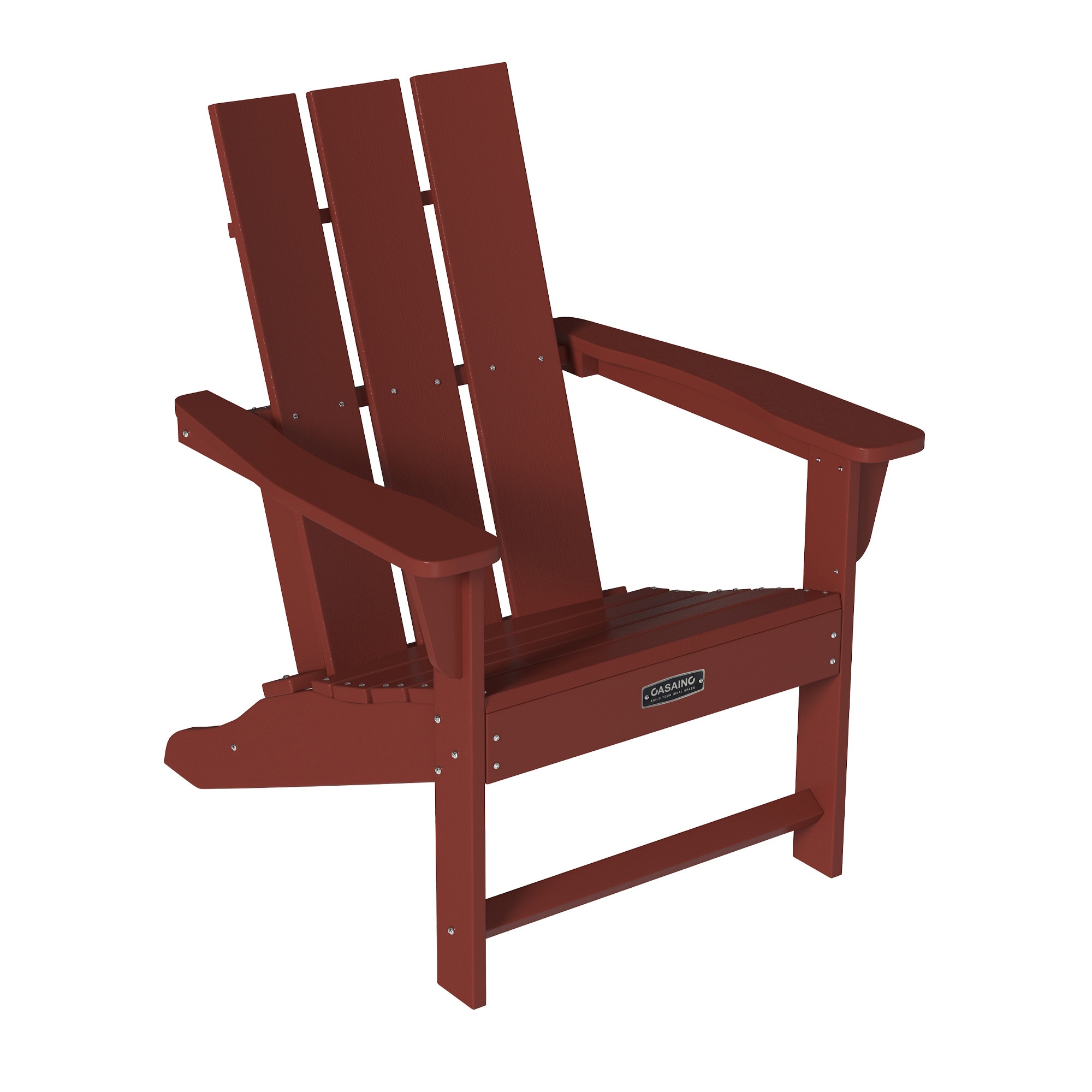 CASAINC WF-SM-35-GY 3 Back Panel Adirondack Chair Red Polyethylene Frame Stationary Adirondack Chair with Slat Seat