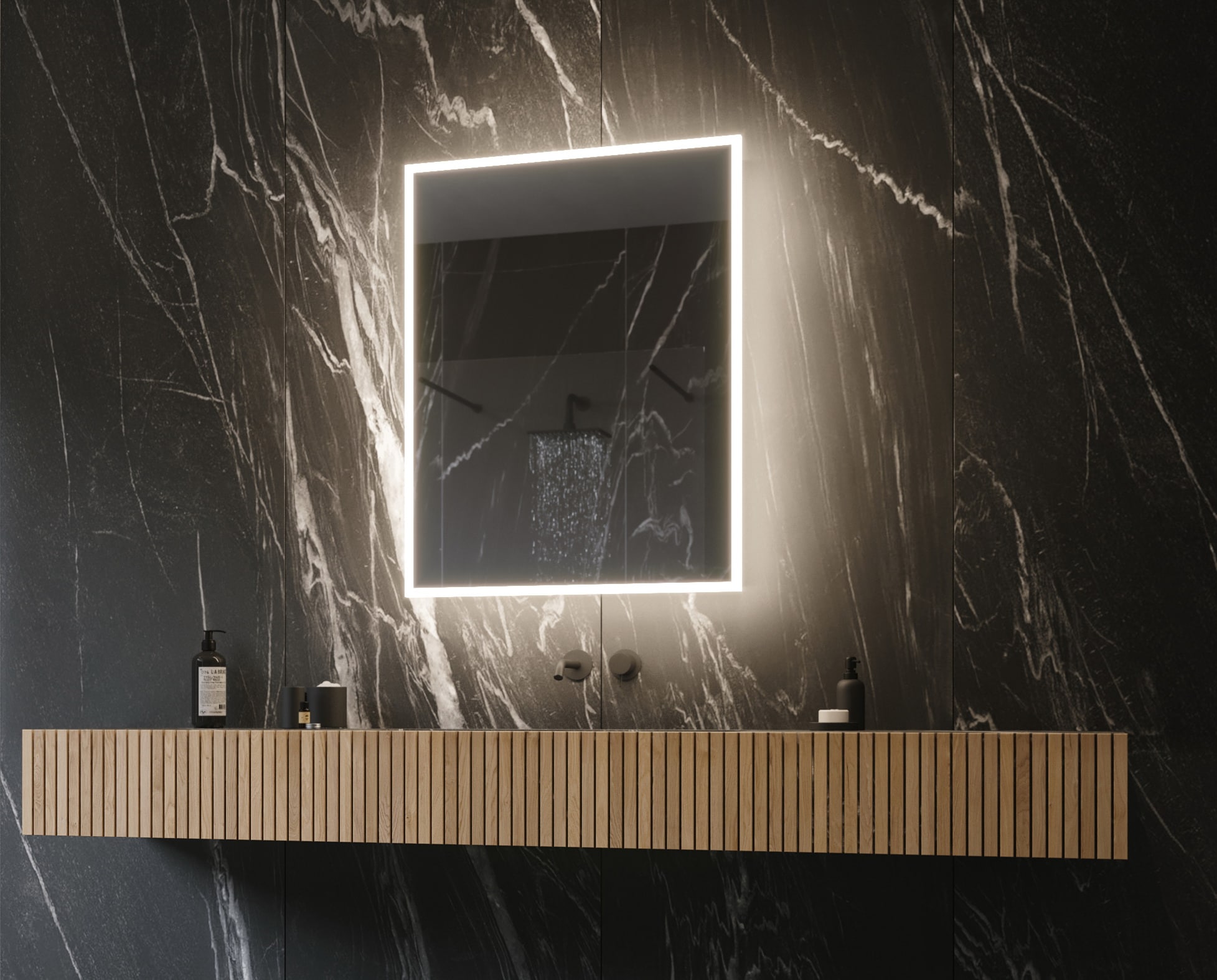 PARIS MIRROR Galaxy Cabinet 24-in x 32-in Lighted LED Surface Mount 3000K Mirrored Soft Close Medicine Cabinet