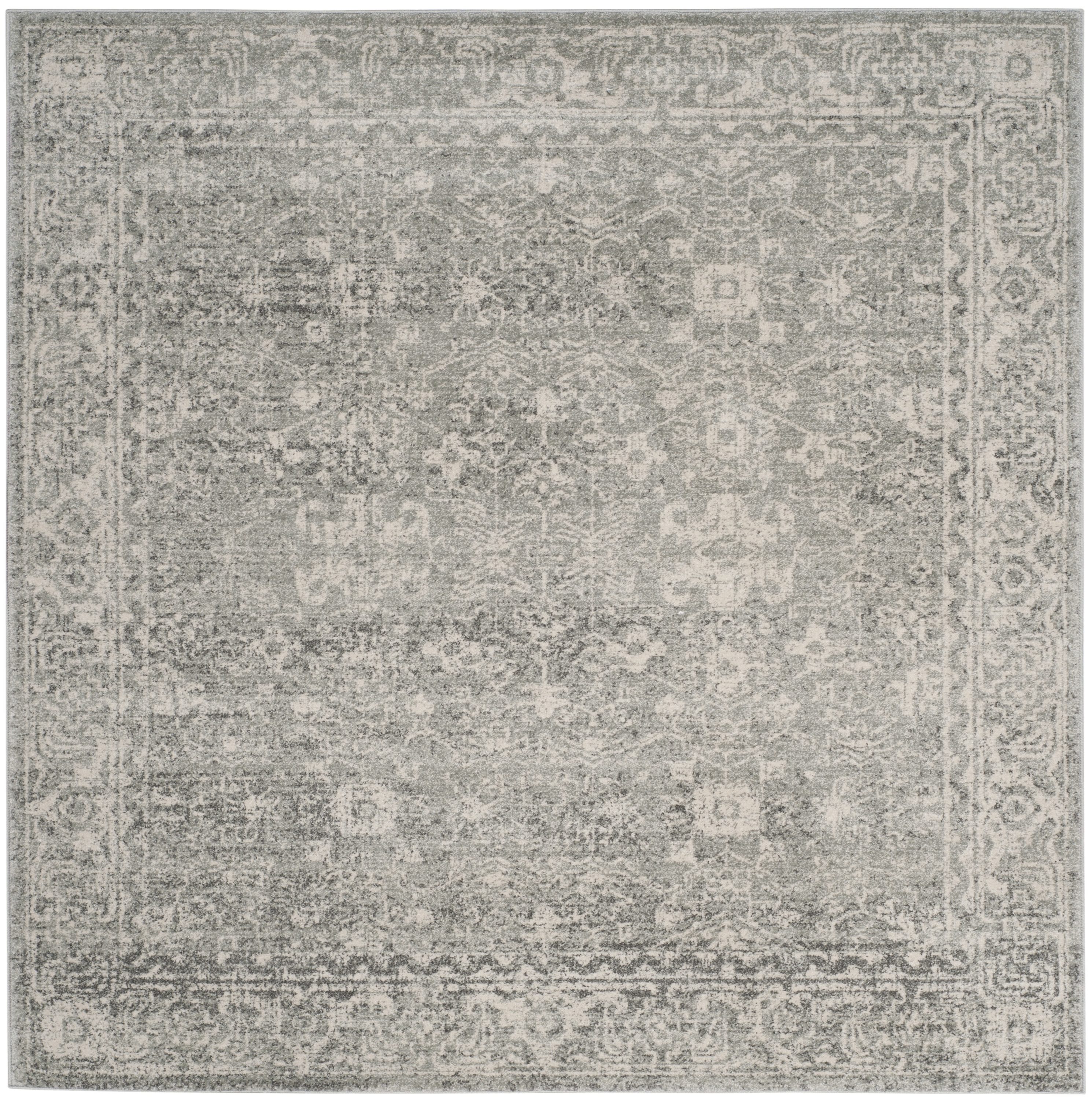 Safavieh EVK270Z-7SQ Evoke Likoma 7 x 7 (ft) Loomed Polypropylene Silver/Ivory Square Indoor Distressed/Overdyed Vintage Area rug