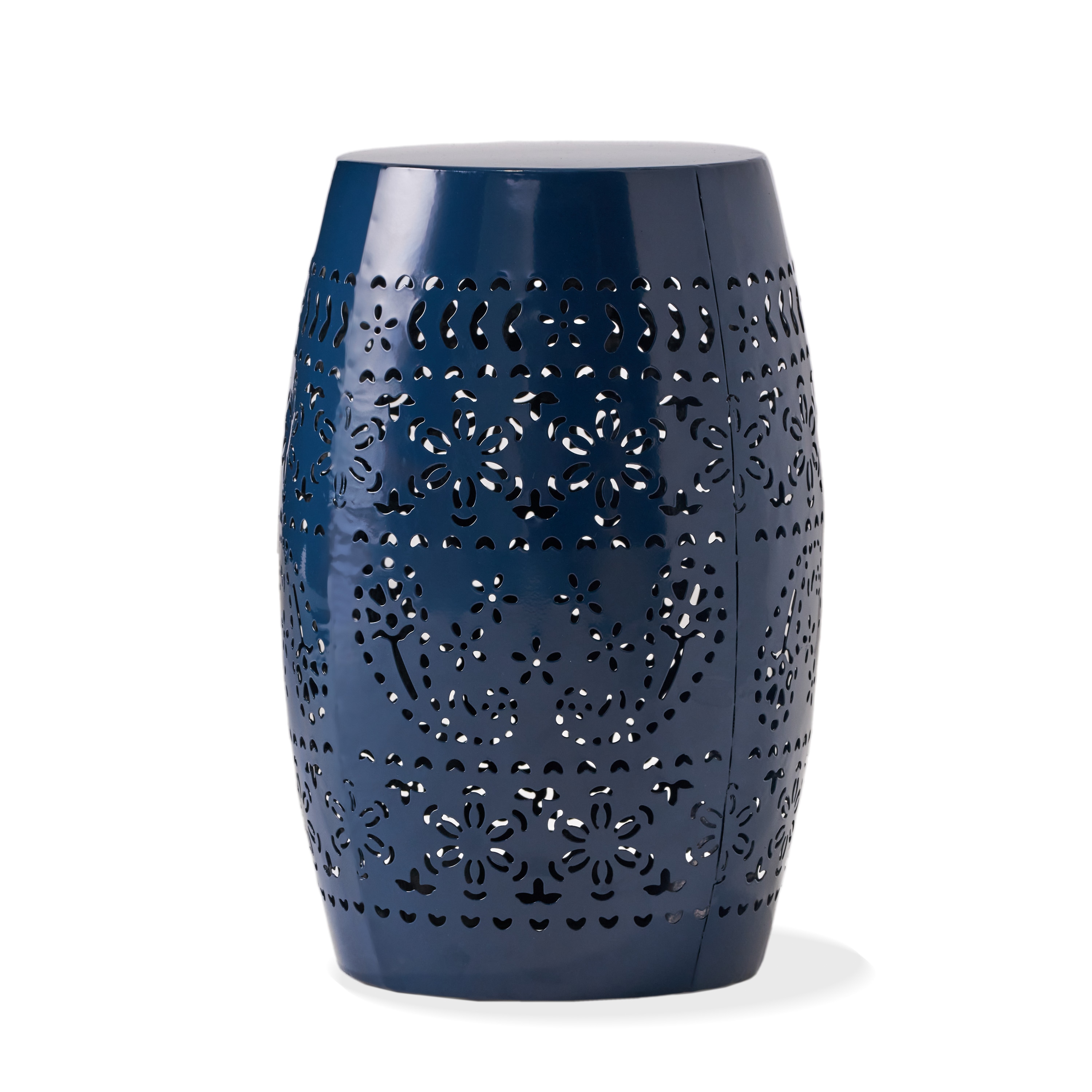 AHIOU HOME ZAAHG-61304.00DBLGS 18-in Dark Blue Steel Barrel Garden Stool