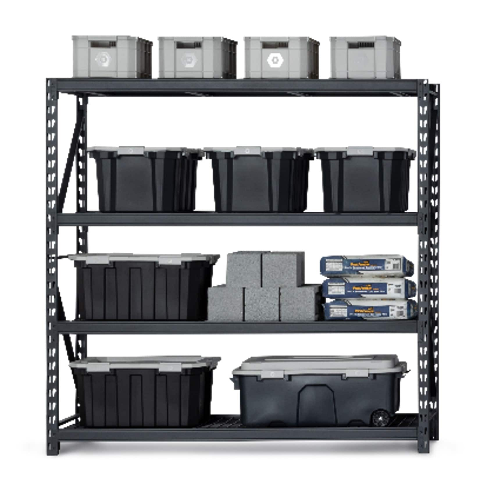 Kobalt 84-in x 84-in 4-Tier Black Industrial Duty Customizable Shelf Collection