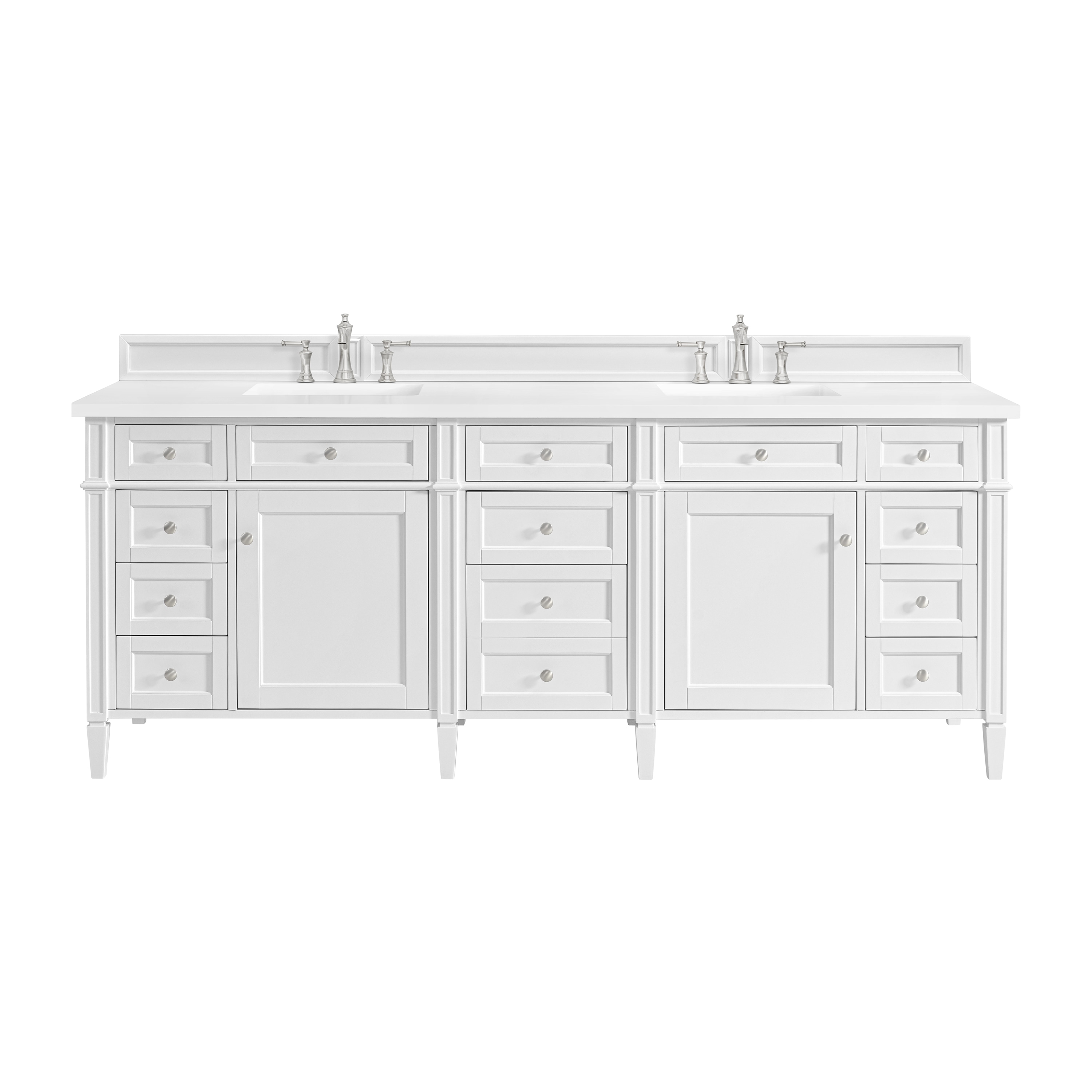 James Martin Vanities 655-V84-BW-3WZ Brittany 84-in Bright White Undermount Double Sink Bathroom Vanity with White Zeus Quartz Top