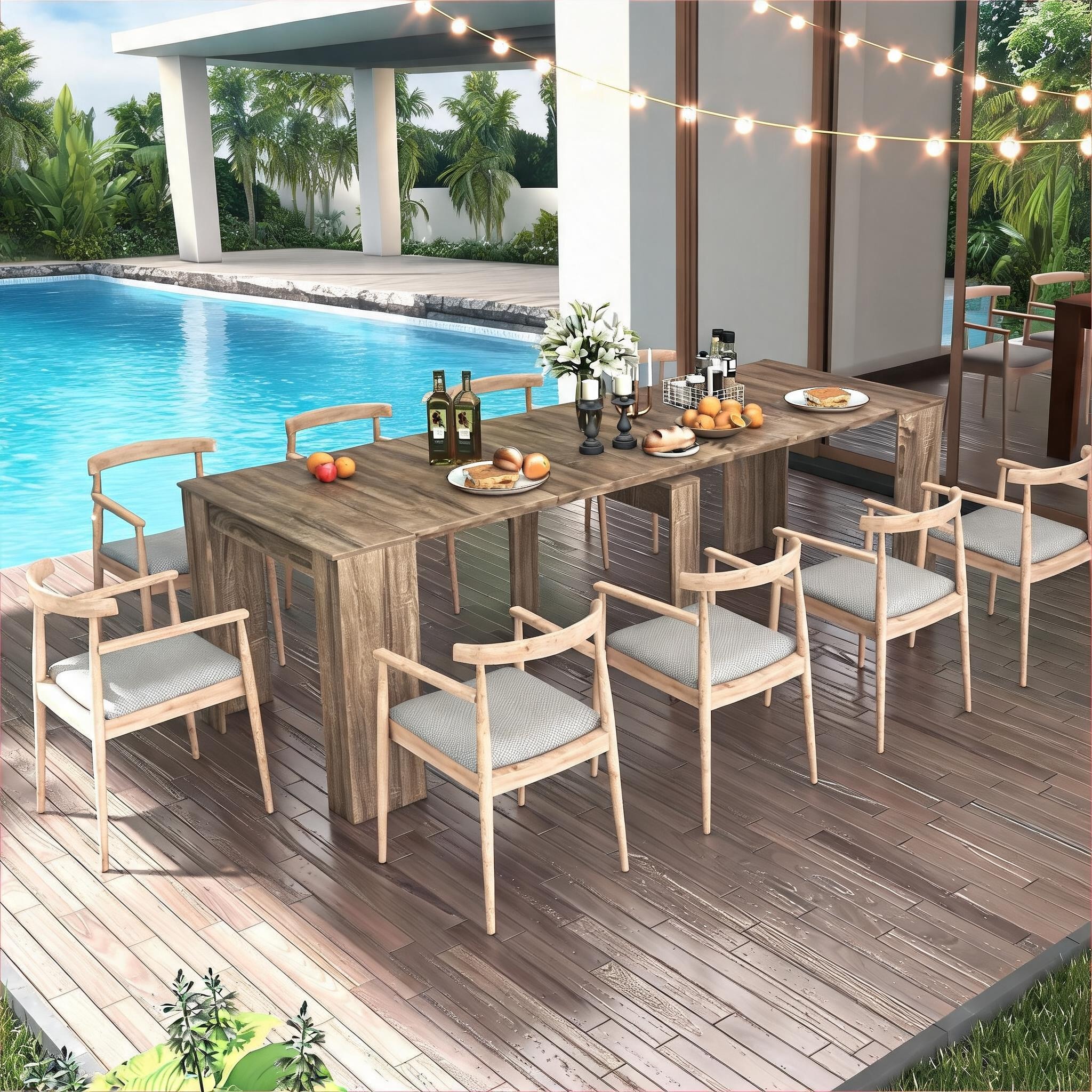 Watnature MDF and Chipboard Classic Brown Extendable Dining Table Seats 8 For Indoor Dining and Work #32KKAIROXUVA