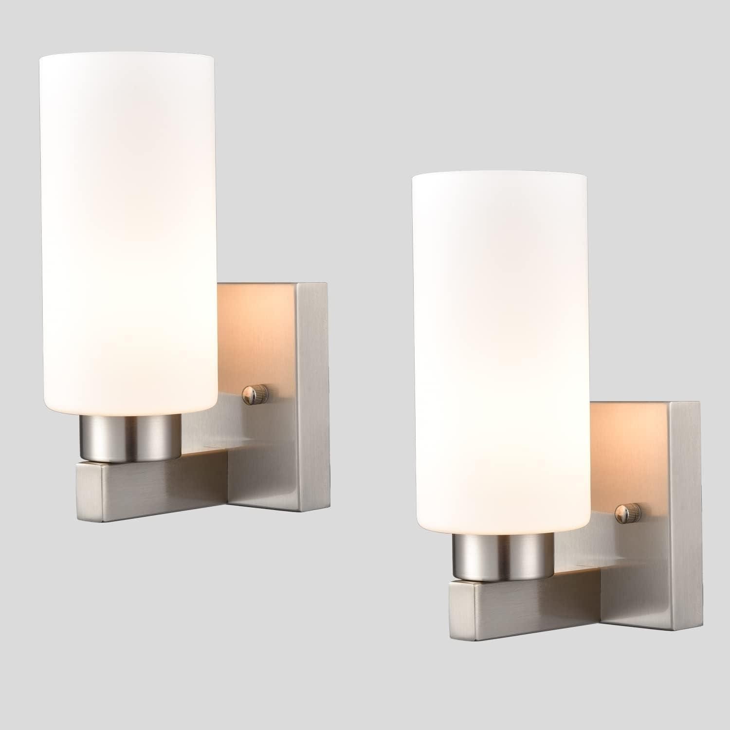 Claxy DE-B3196BU-BN-2 Opal 4.7-in W 2 -Light Brushed Nickel Wall Sconce