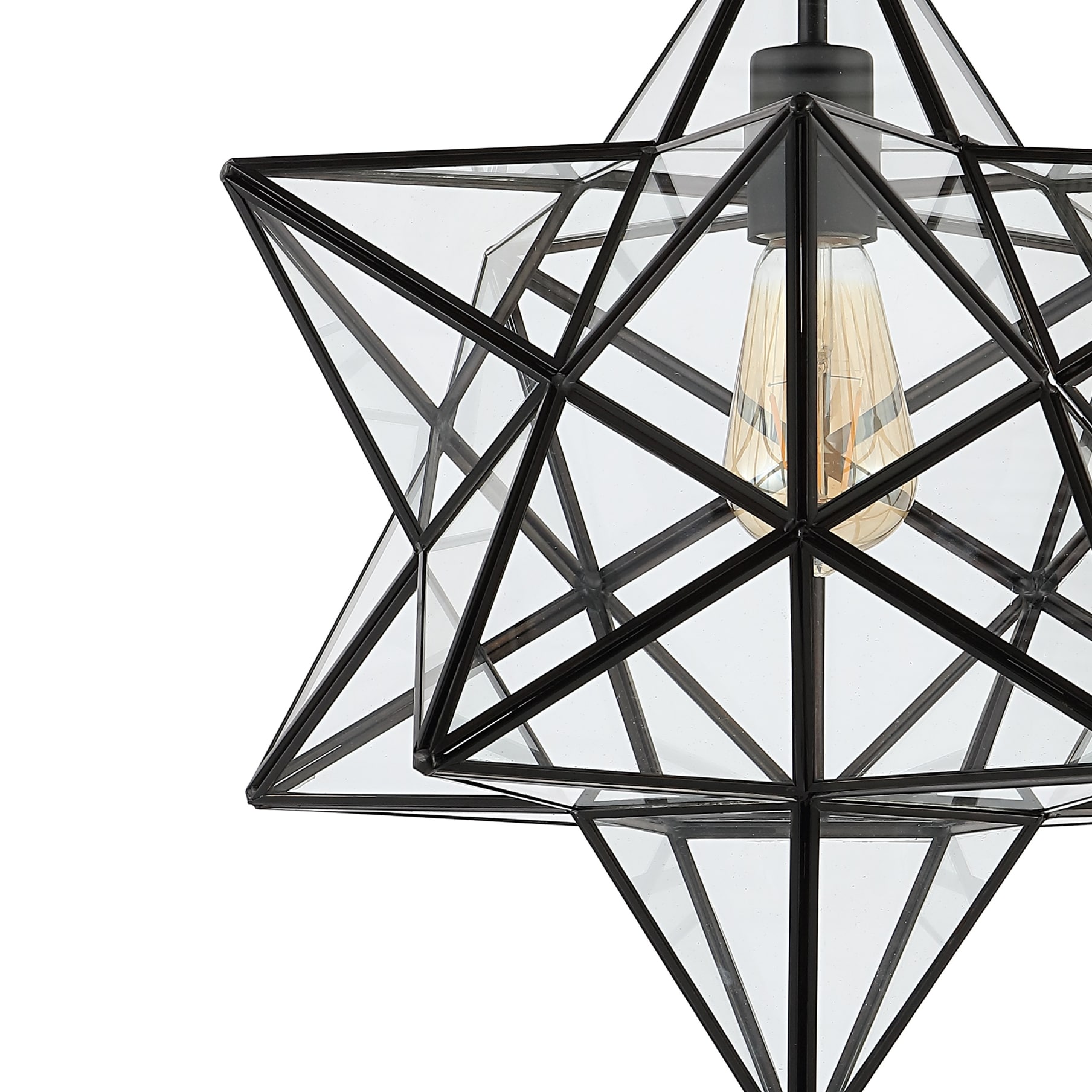 Ava 14.5" Black Clear Glass LED Farmhouse Bohemian Flush Mount Light