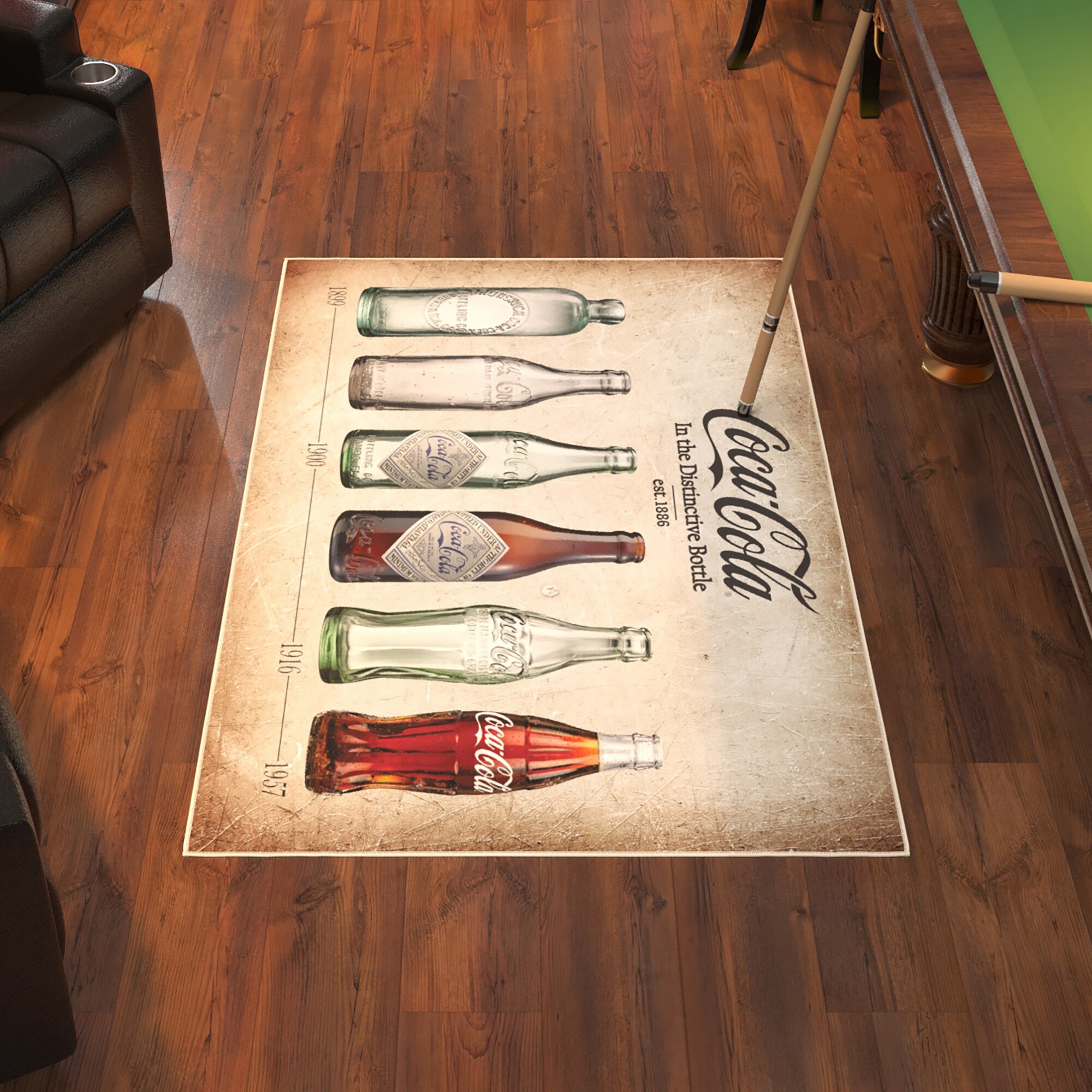 Ottomanson COKE109-3X5 Coca-Cola Kitchen Rug 3 x 5 (ft) Loomed Polyester Beige/Multi Rectangular Indoor Area rug