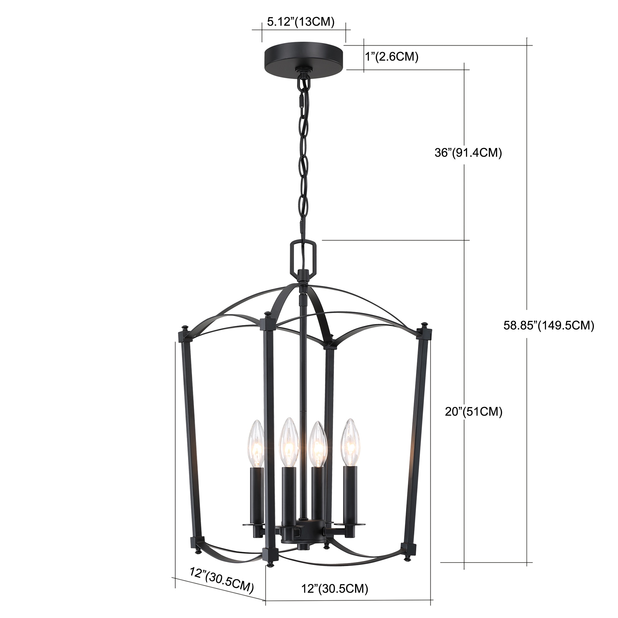 Hukoro 4-Light Matte Black Modern/Contemporary Dry rated Chandelier in ...