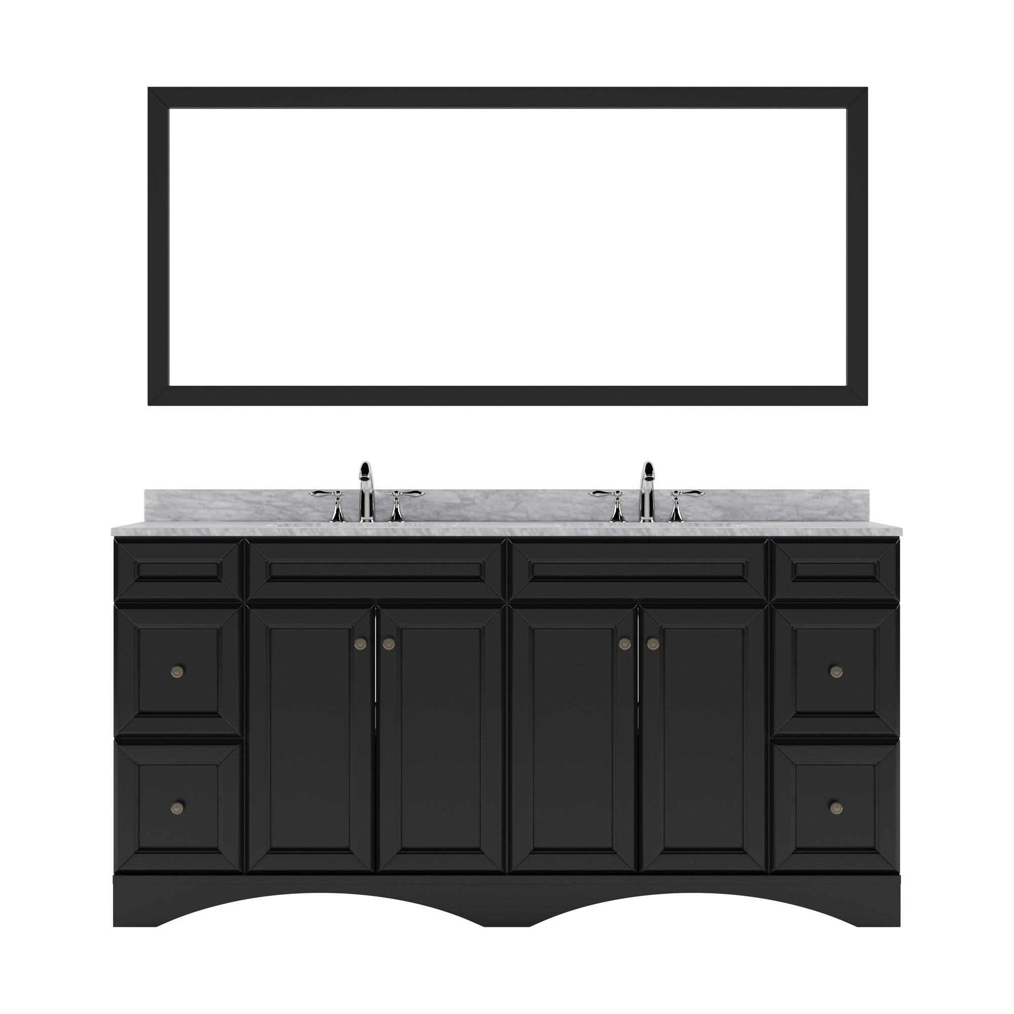 Virtu USA ED-25072-WMRO-ES Talisa 72-in Espresso Undermount Double Sink Bathroom Vanity with Italian Carrara White Marble Top (Mirror Included)