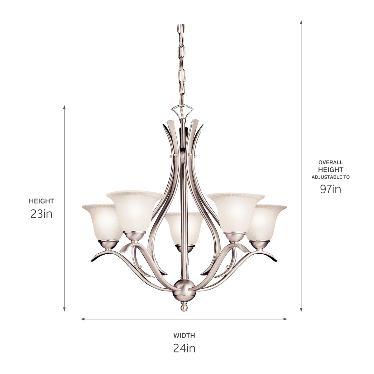 Elegant Dover Distressed Bronze 5-Light Chandelier with White Glass