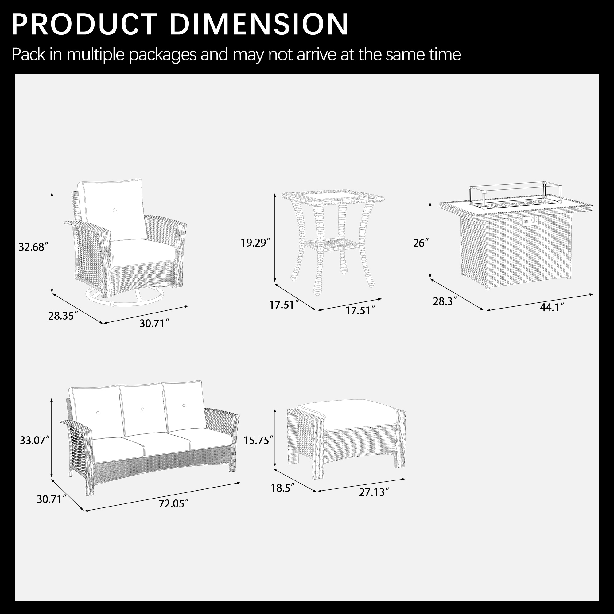 LayinSun 7 Piece Wicker Patio Furniture Set with Classic 360 Degree ...