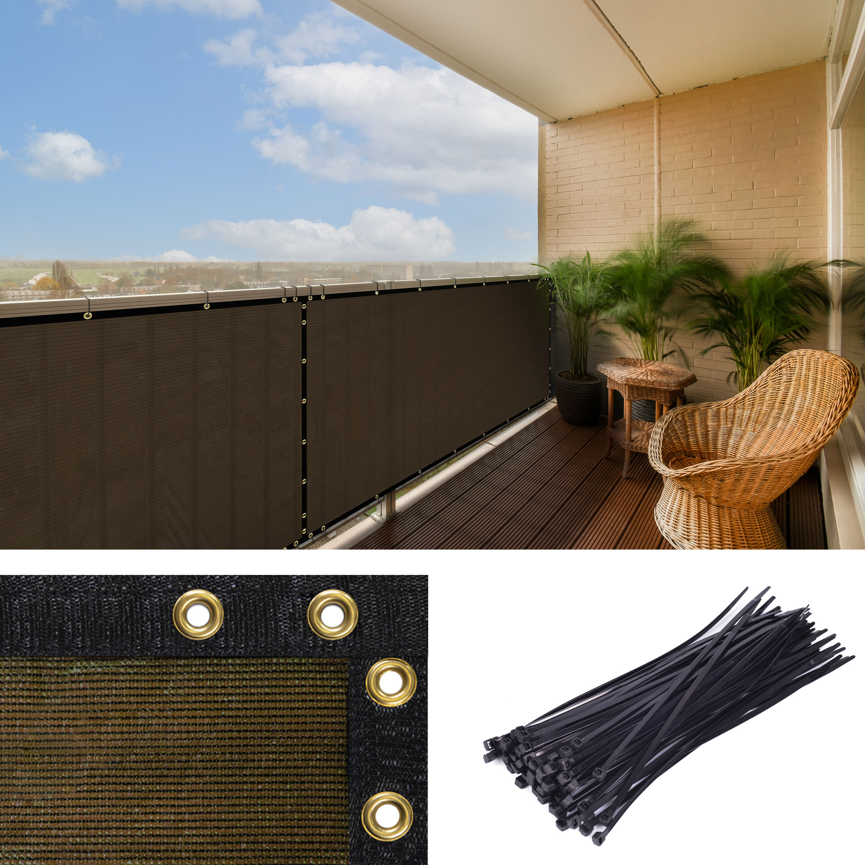 ColourTree TAP0310-10 3-ft H x 10-ft W Brown HDPE Fence Screen