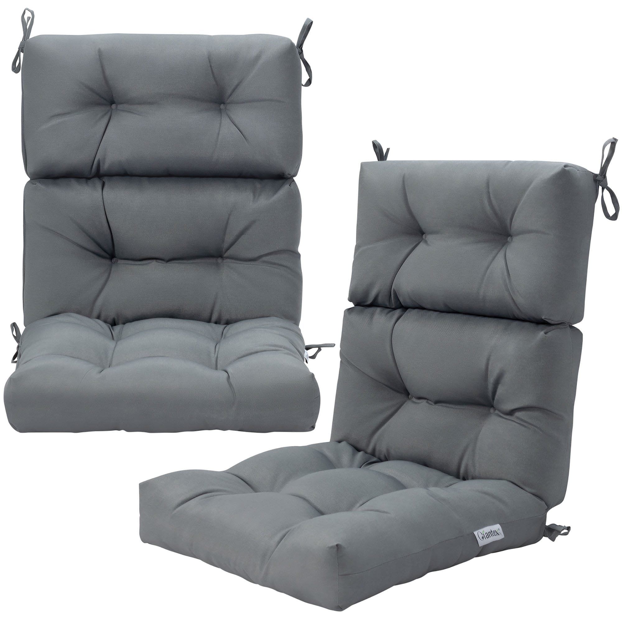 Costway - 20-in x 22-in 2 -Piece Gray Patio chair cushion
