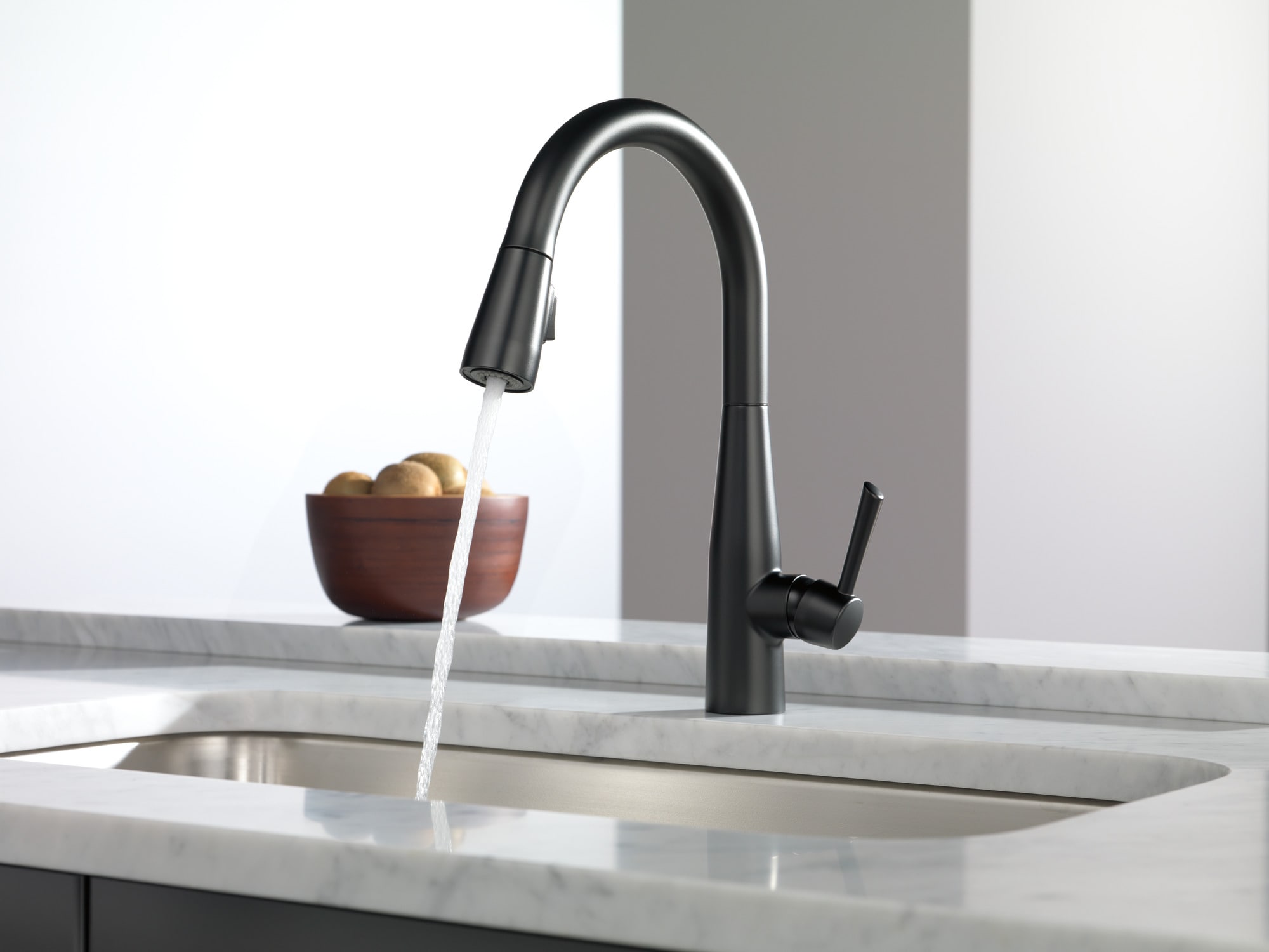 Delta Essa Matte Black Single Handle Pull Down Kitchen Faucet With Deck   40663133 