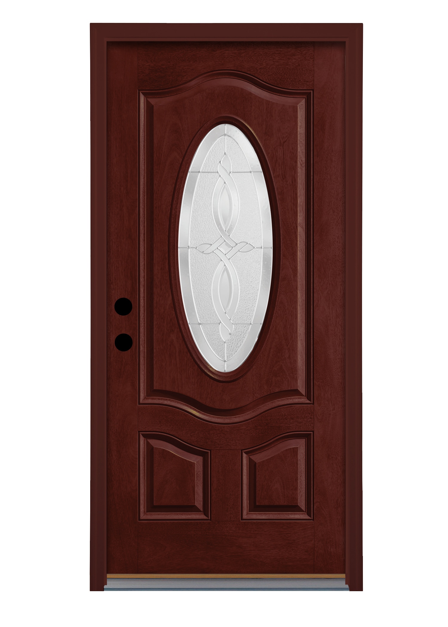34 in. x 80 in. 3/4 Oval Lite Wendover Black Cherry Stained Fiberglass  Prehung Right-Hand Inswing Front Door