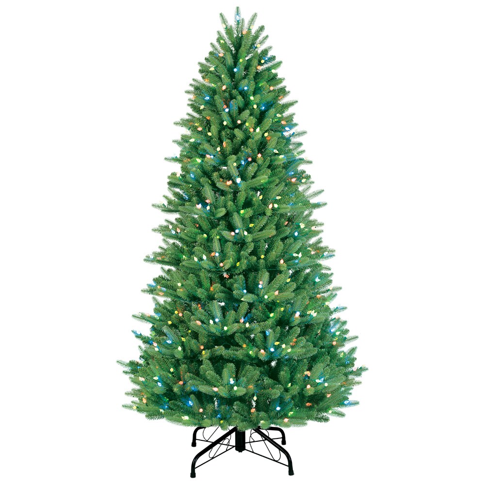 Ge 7.5-Ft Pre-Lit Artificial Christmas Tree Multi-Function Multicolor Lights In The Artificial Christmas Trees Department At Lowes.com