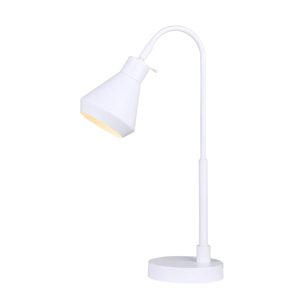 Canarm ITL1020A21WH Byck 21-in Matte White Led; Downbridge Table Lamp with Metal Shade