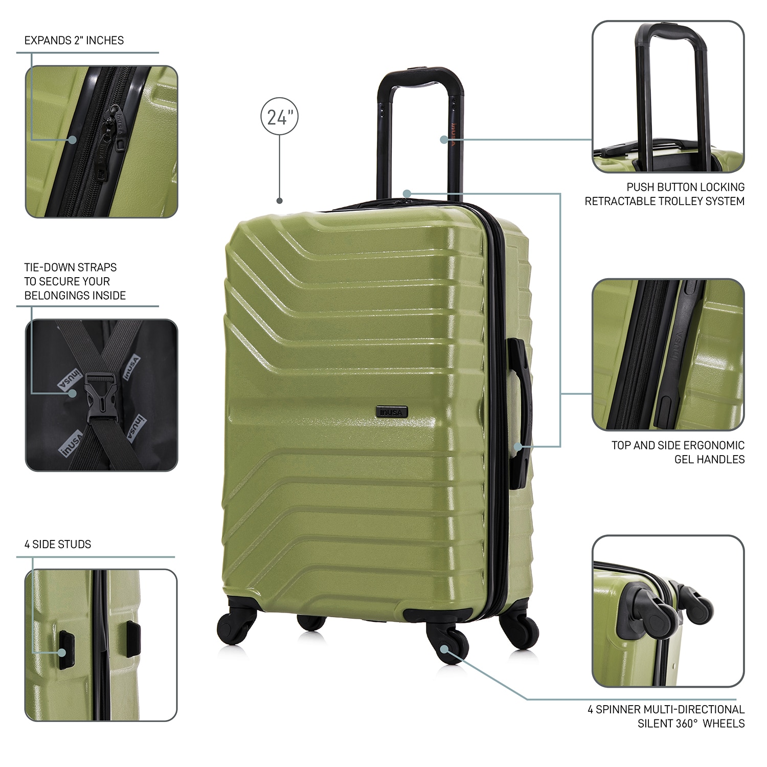 InUSA IUAUR00M-GRN Luggage-And-Luggage-Sets - View #3