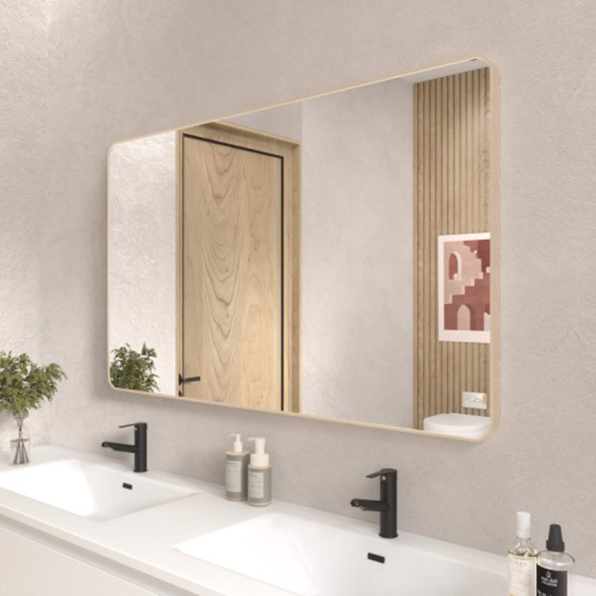 ExBrite FUBM6036BN 60-Inches x 36-Inches Framed Rectangle Bathroom Vanity Mirror ( Brushed Nickel )