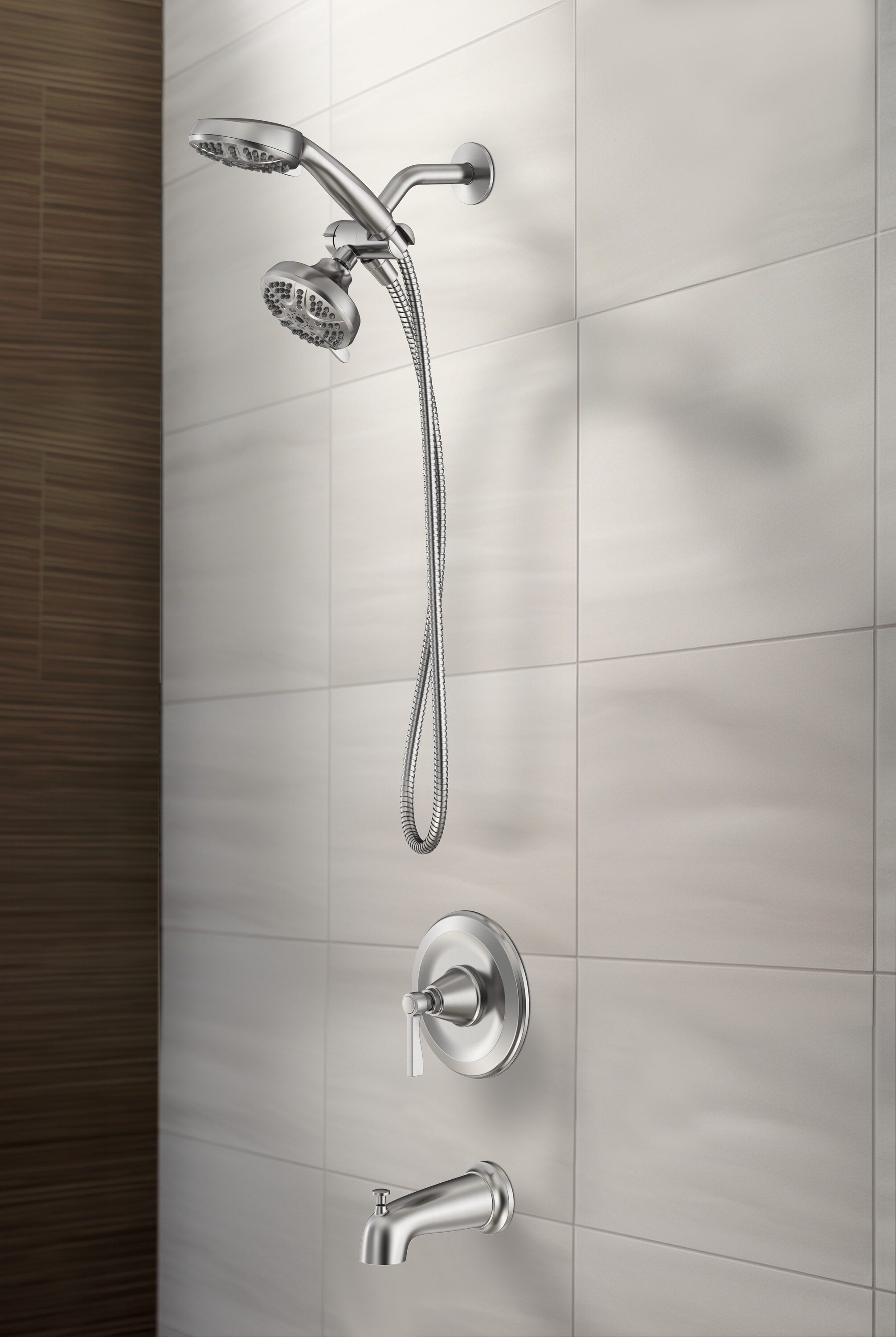allen + roth 873X-1F04 Townley Brushed Nickel 1-handle Multi-function 4.3-in Round Shower Faucet with Valve