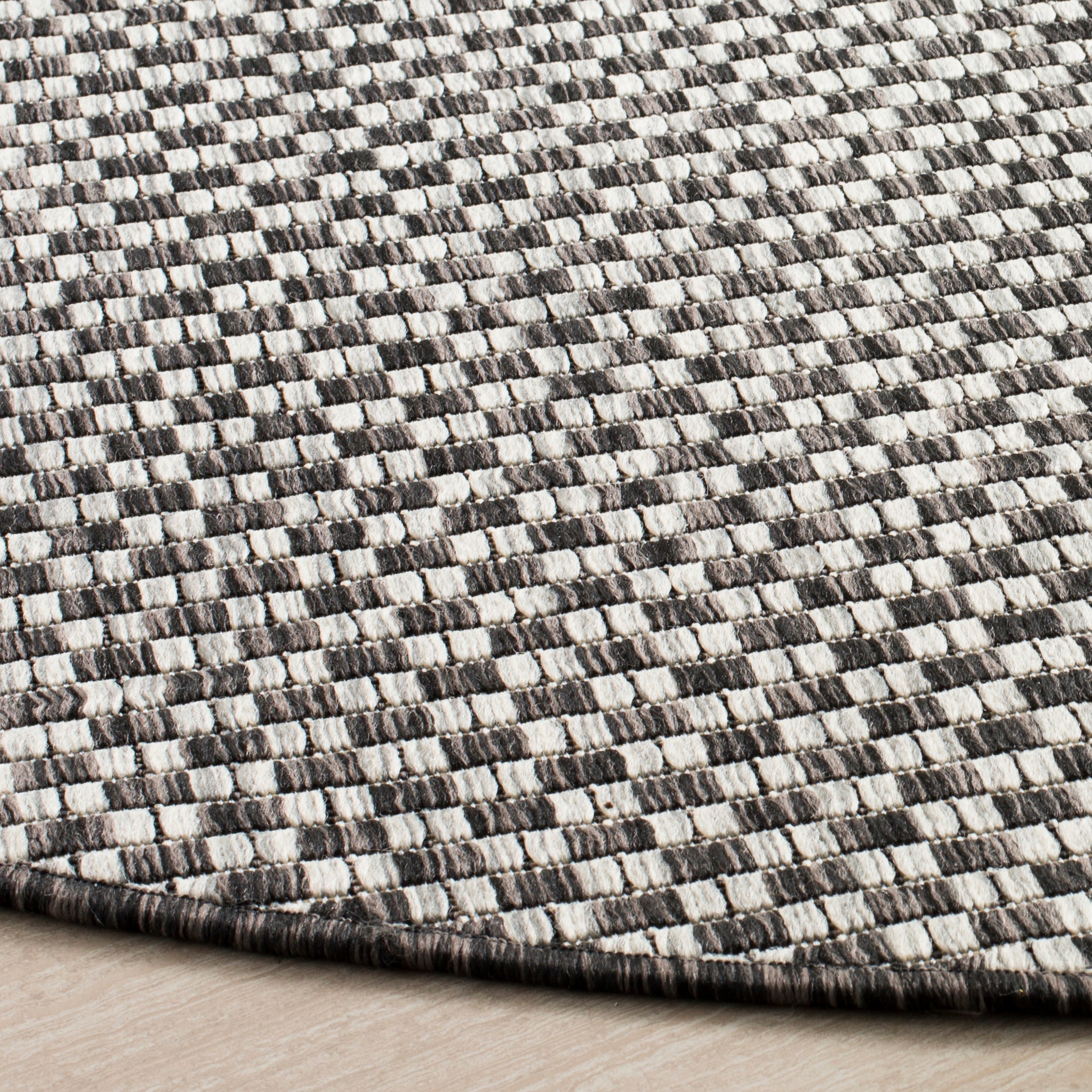 Eclipse Black 5'3" Round Synthetic Easy-Care Area Rug